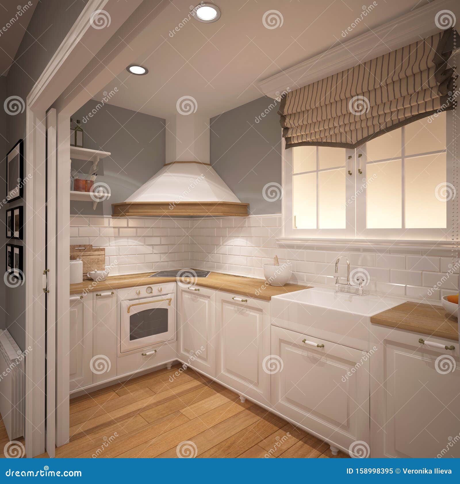 3D Visualization of a Bakery Interior Design Stock Illustration