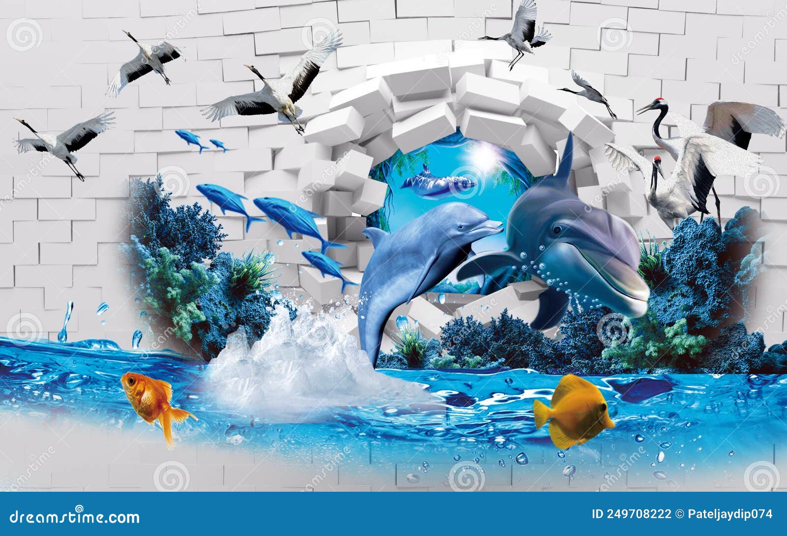 3d Fish Wallpaper, 3d Wallpaper Stock Photo | CartoonDealer.com #249708222