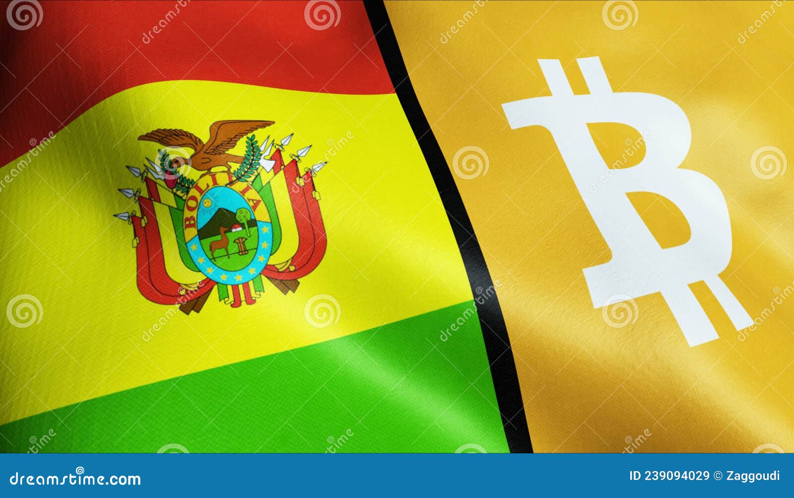 3D Waving Bolivia and Bitcoin Flag Stock Illustration - Illustration of  country, financial: 239094029