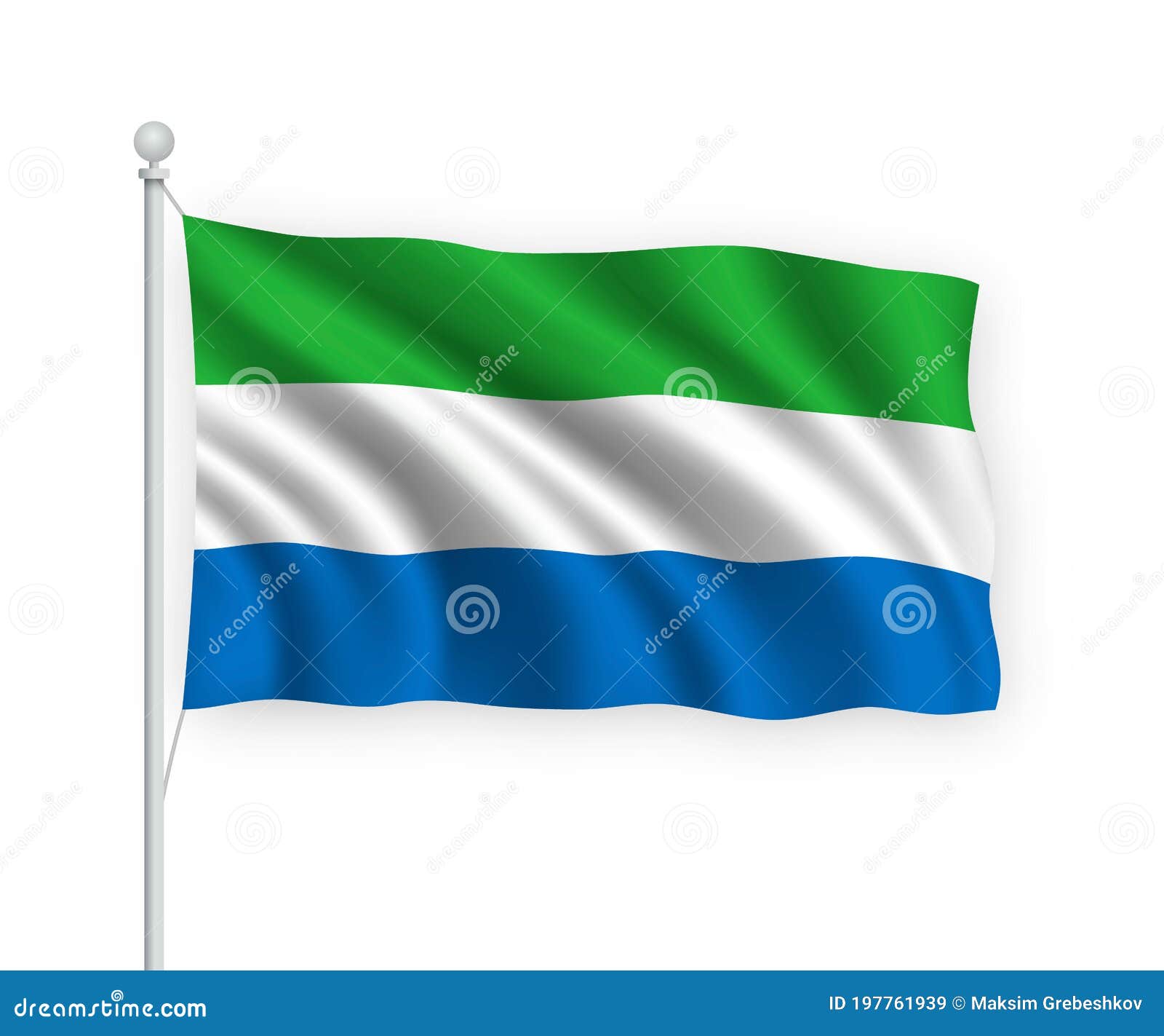 The Flag Of Sierra Leone. Waving Silk Flag Of Sierra Leone. High ...