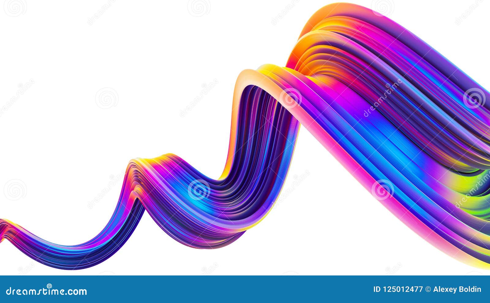 Holographic ribbon swirl wave line isolated vector on transparent