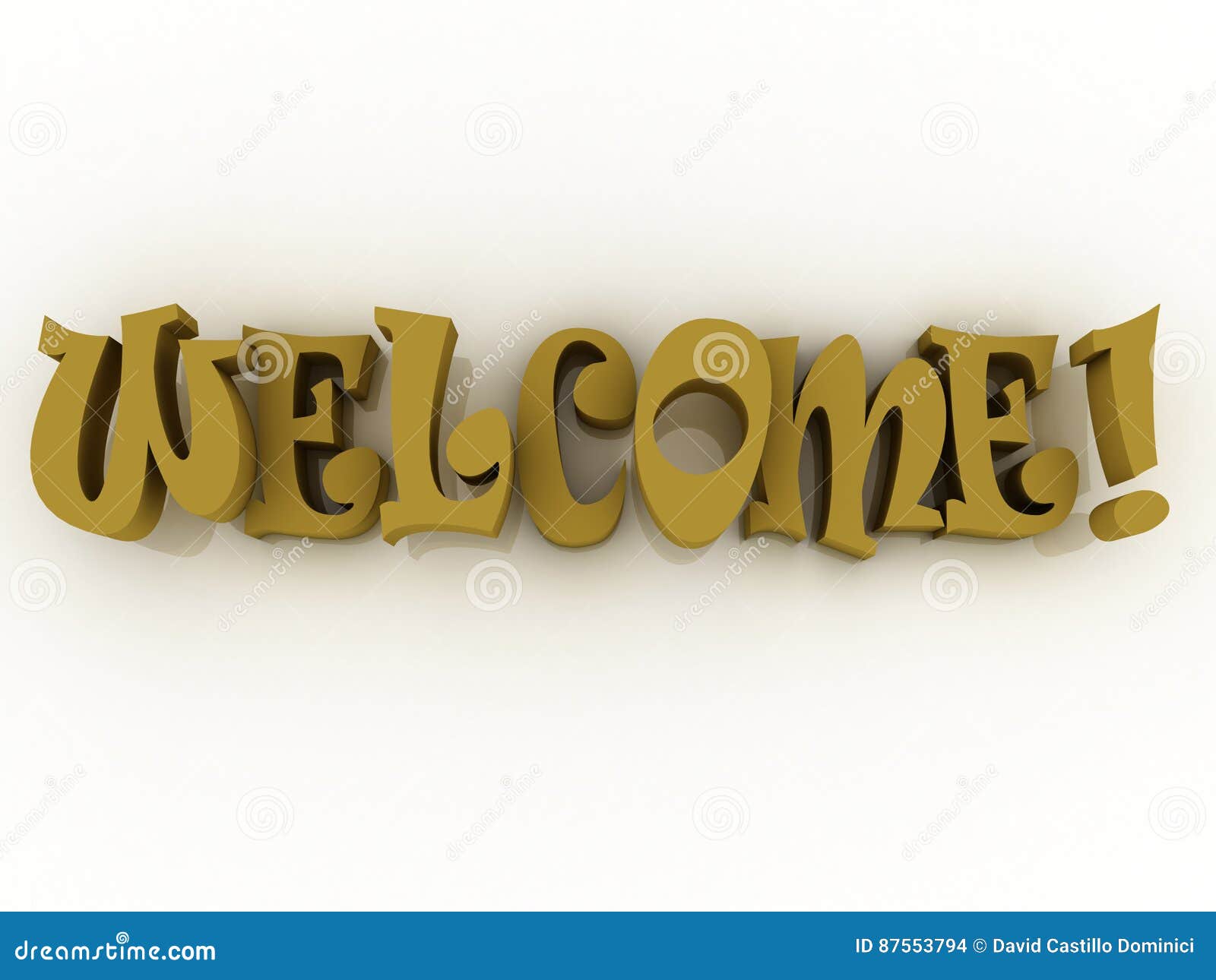 3d Welcome Sign with Colour. Welcome Poster Illustration. Stock