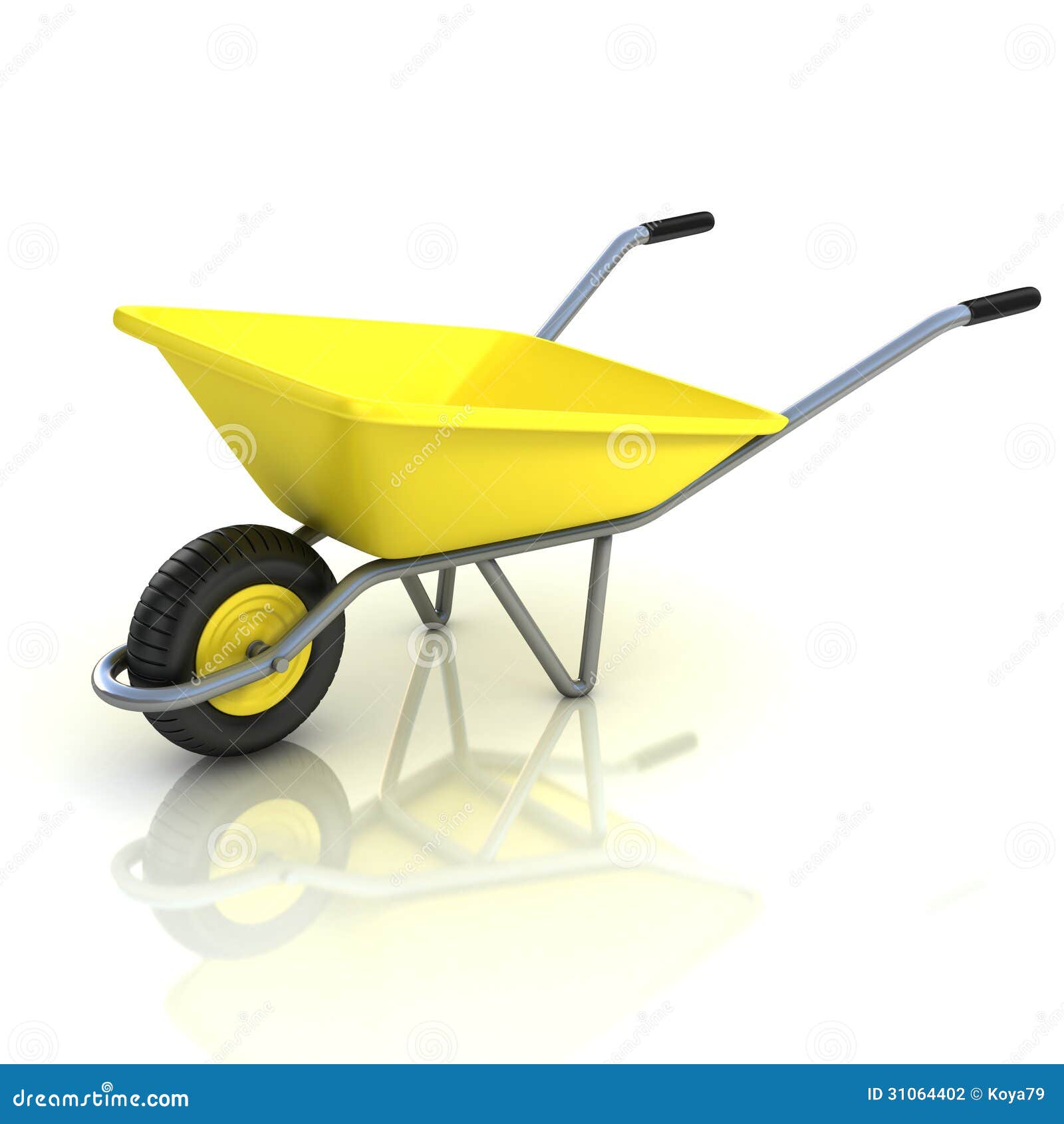 3d Wheel Barrow Isolated on the White Stock Illustration - Illustration ...