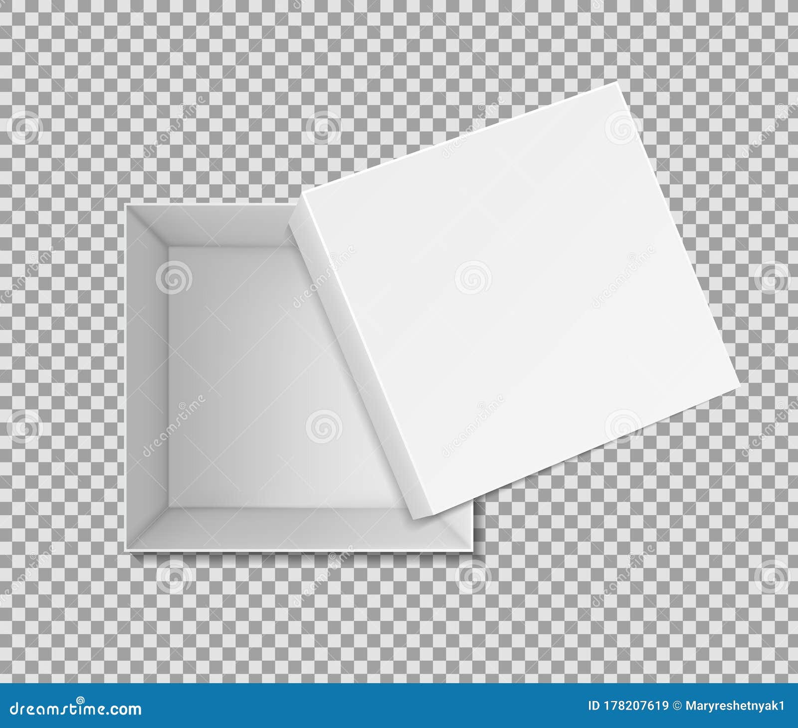 Download 3d White Box Mockup With Top, Inside View. Open Square ...