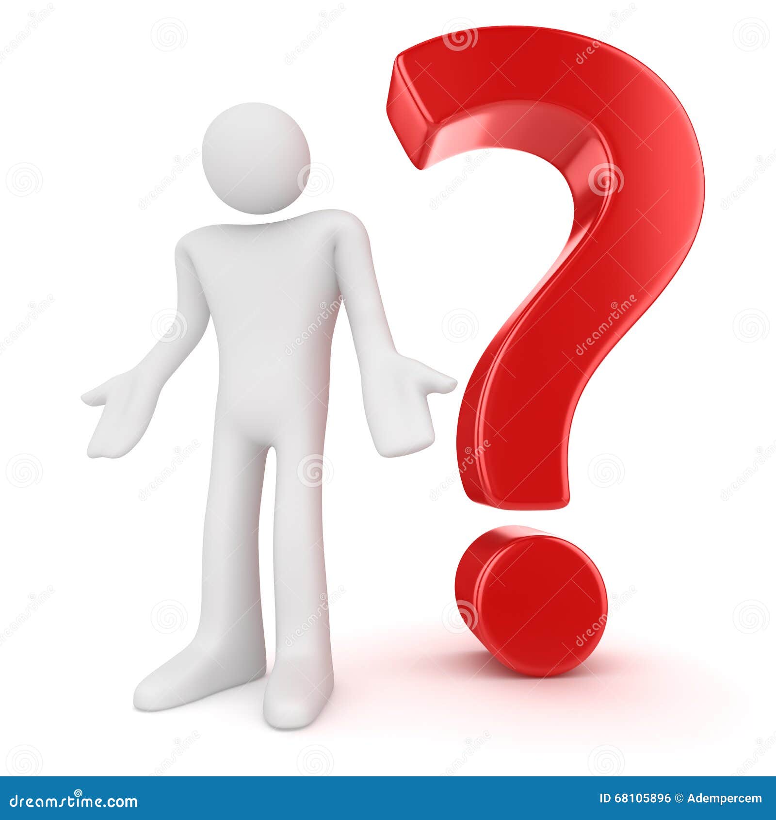 3d white man and red questionmark