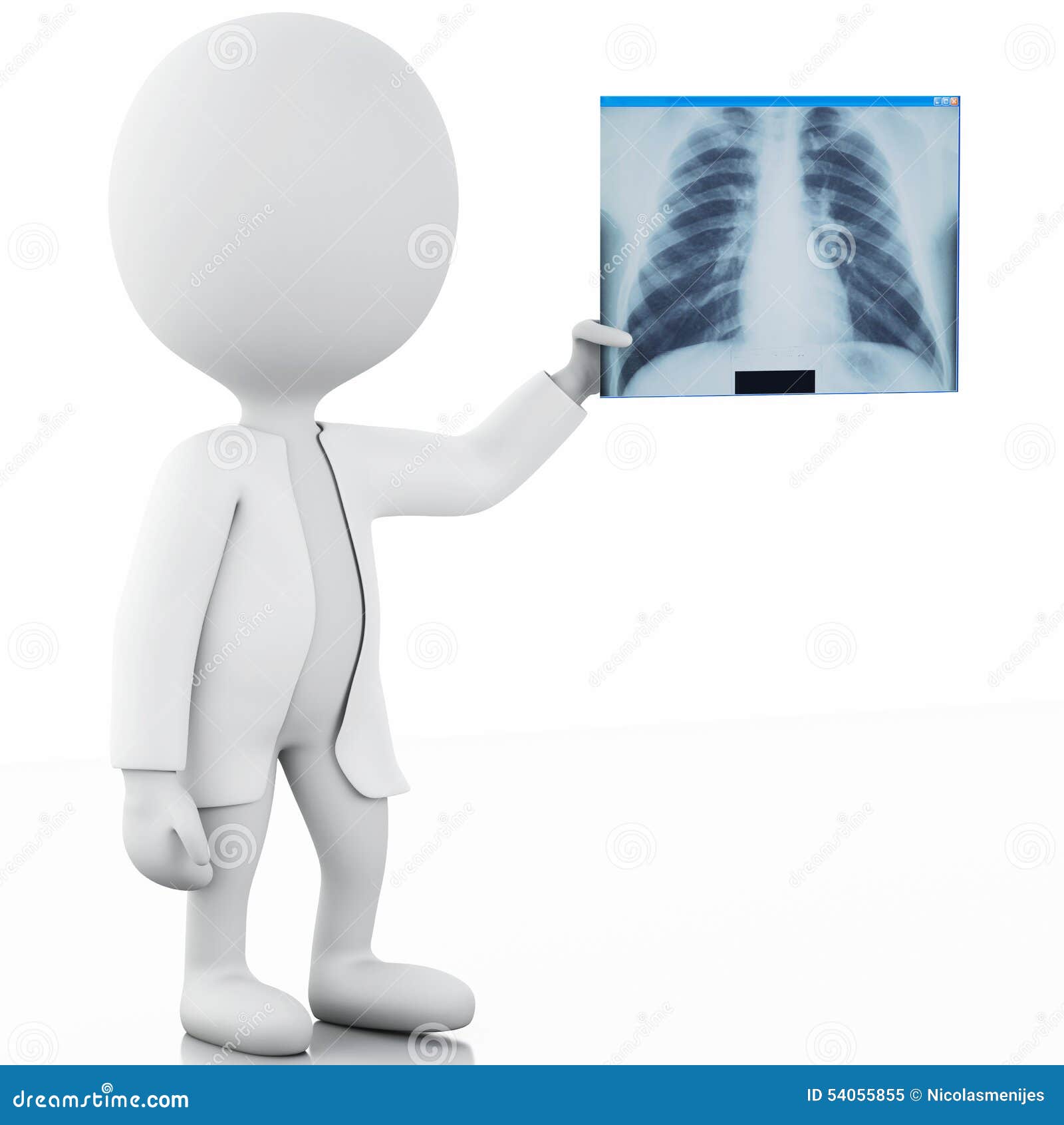 3d white people doctor with radiography. 3d illustration. White people doctor with a stethoscope and radiography. white background