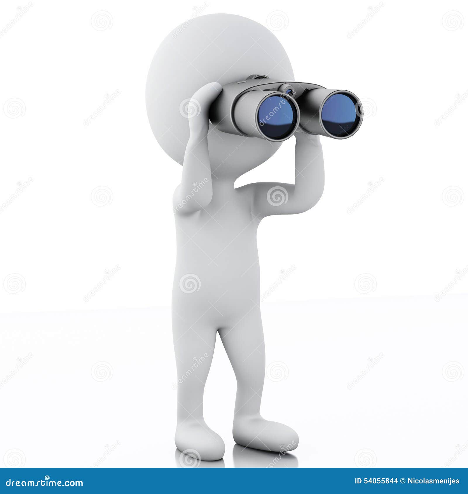 3d White People Looking Through Binoculars Stock Illustration - Image