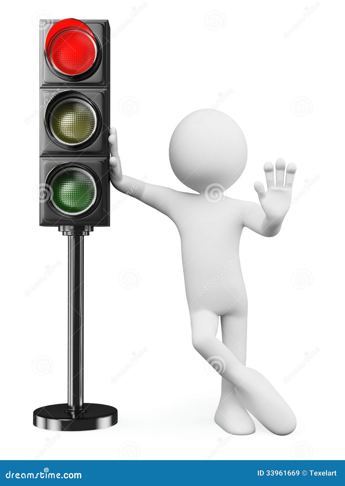 3D White People. Red Traffic Light Stock Illustration Illustration of