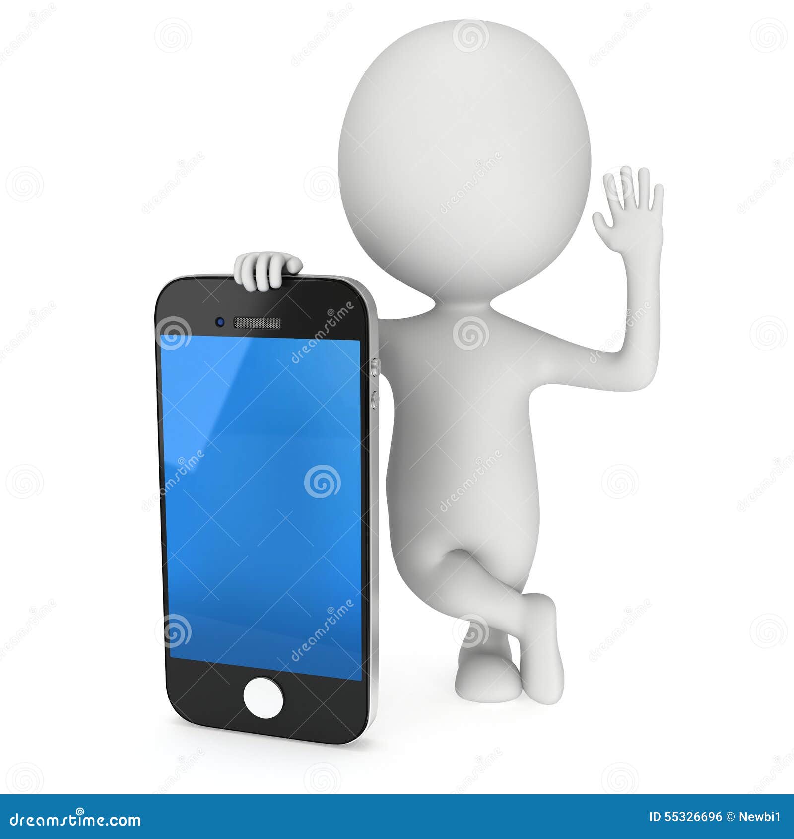 3d White People with Smartphone. Stock Illustration - Illustration of ...