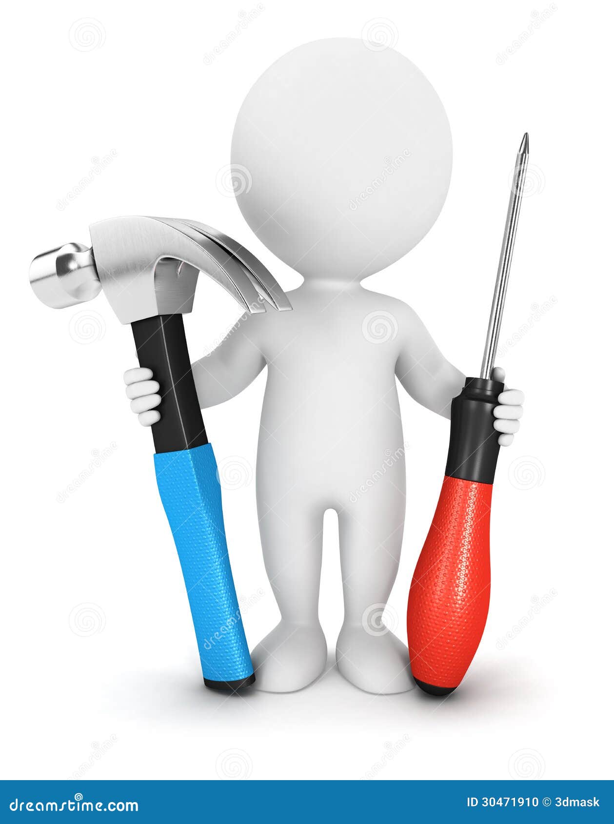 3d White People With Tools Stock Photo - Image: 30471910
