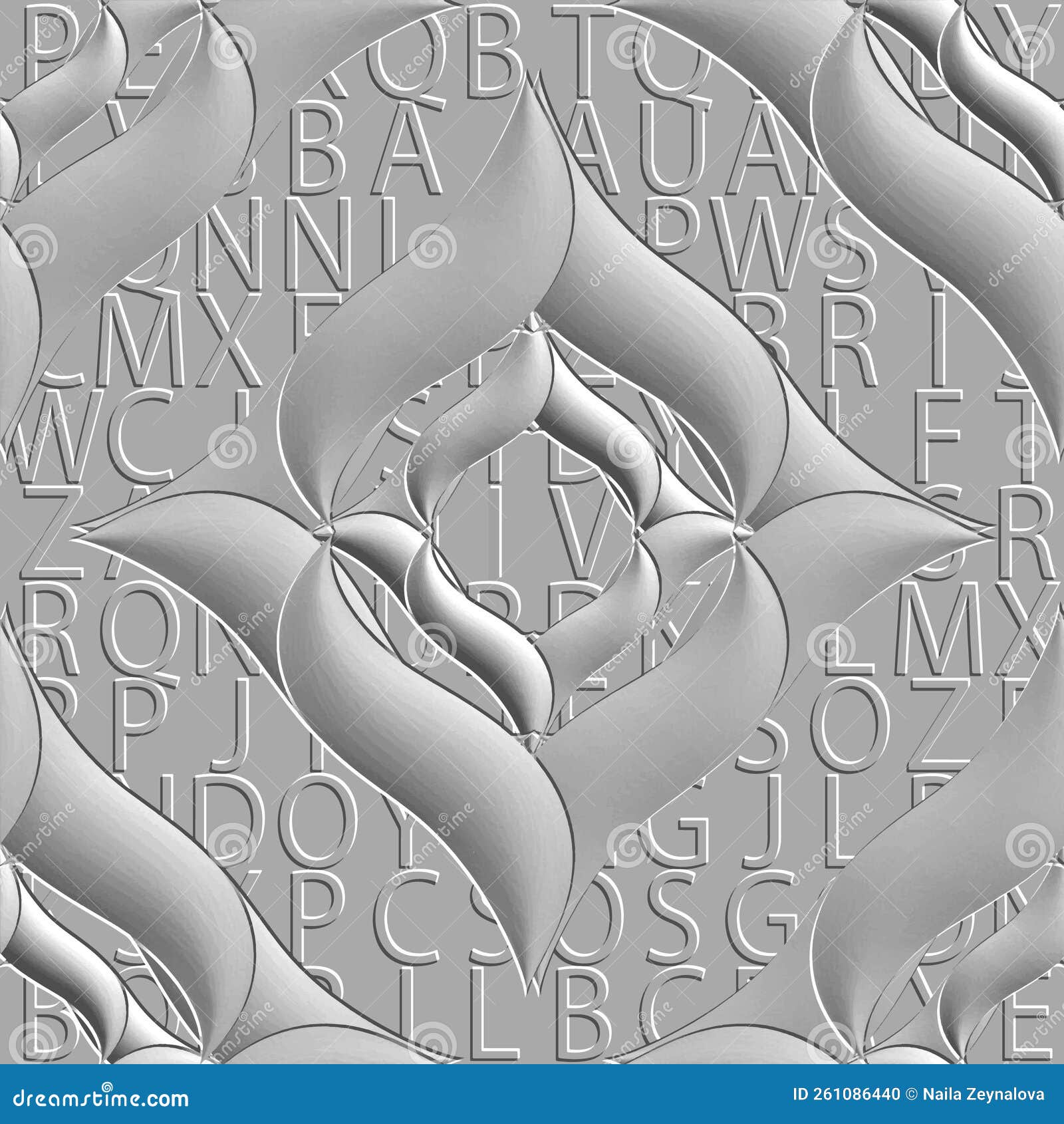 3d White Textured Emboss Letters Seamless Pattern. Embossed Grunge Vector Background. Repeat