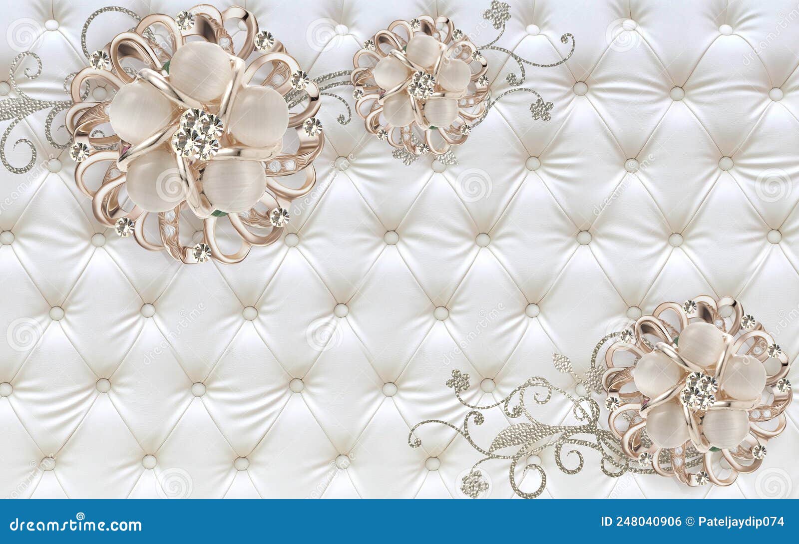 3D White Wallpaper with Grey Elements, Stock Illustration