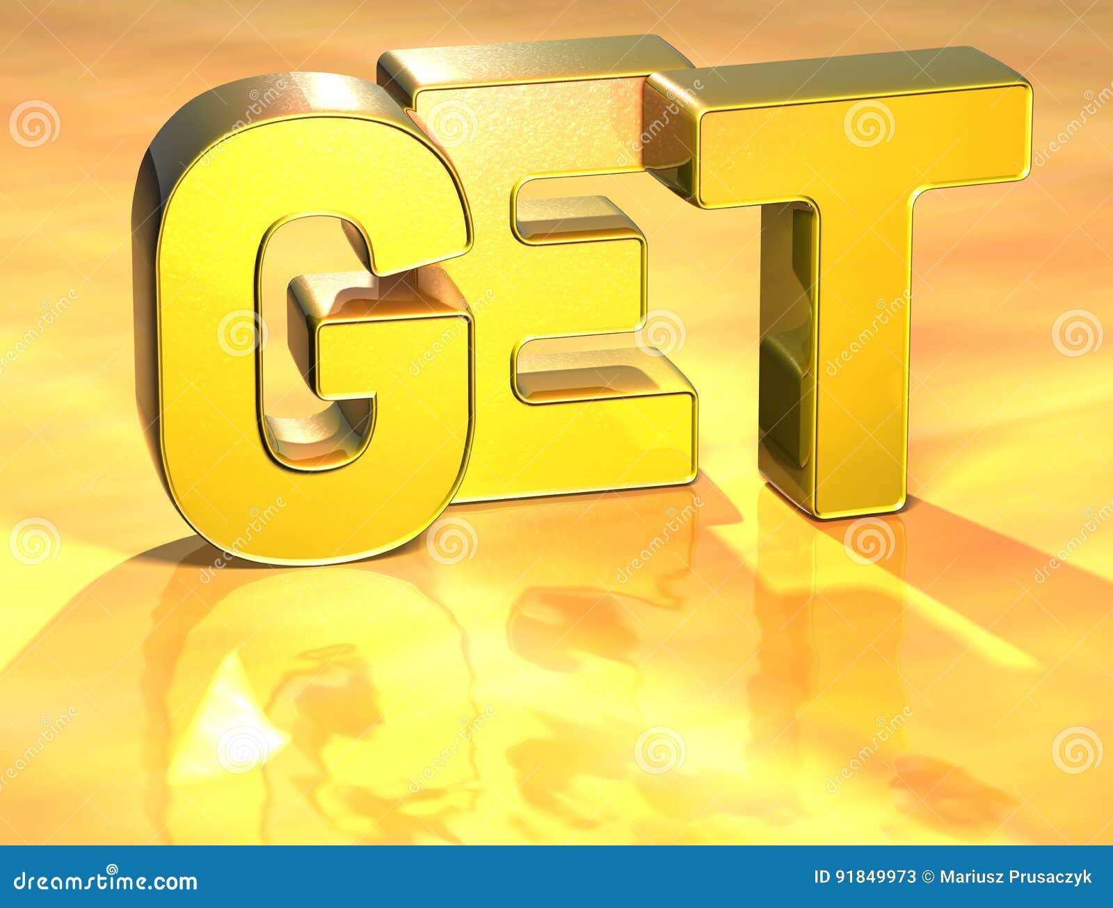 3d word get on gold background