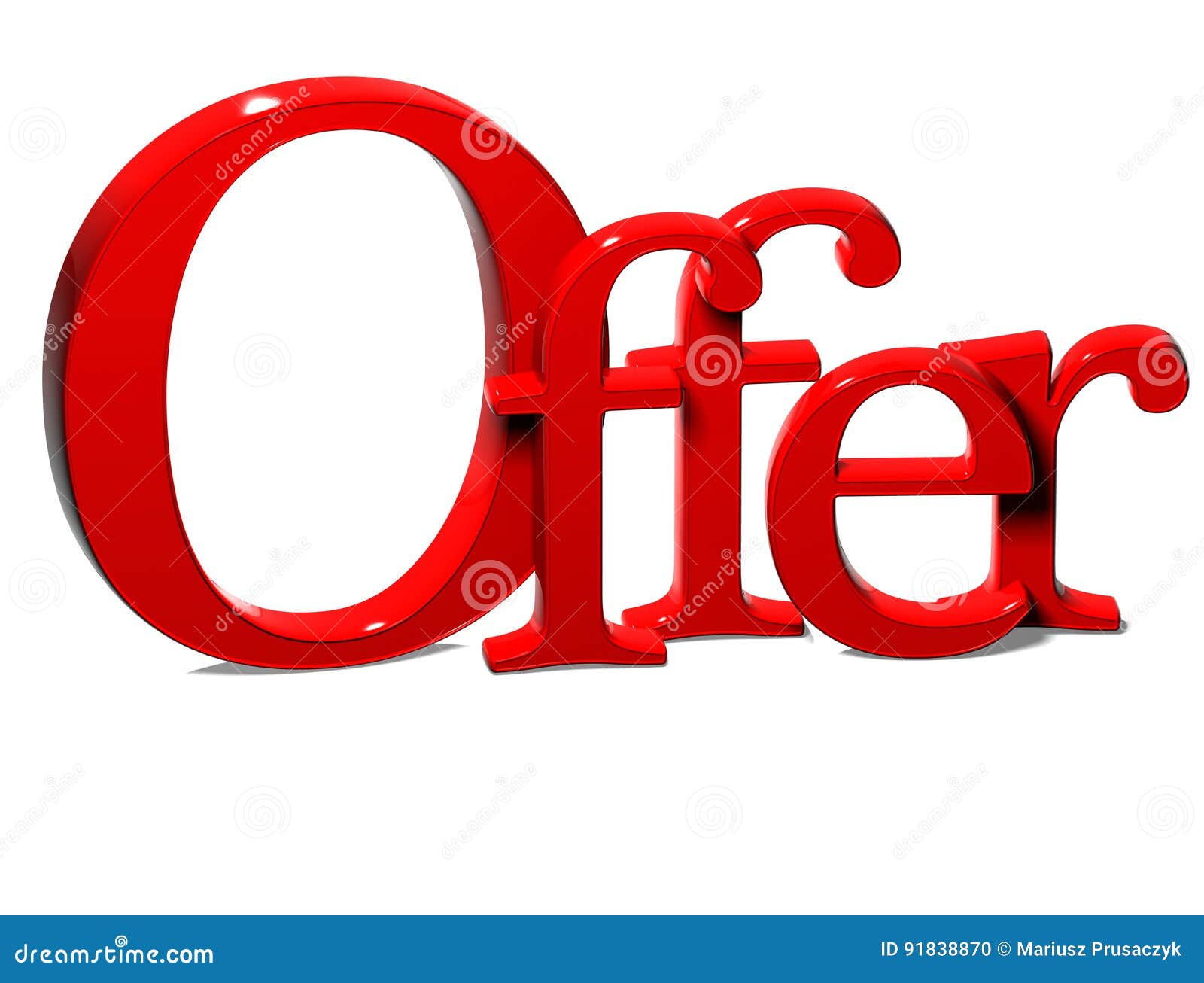 3D Word Offer on White Background Stock Illustration Illustration of