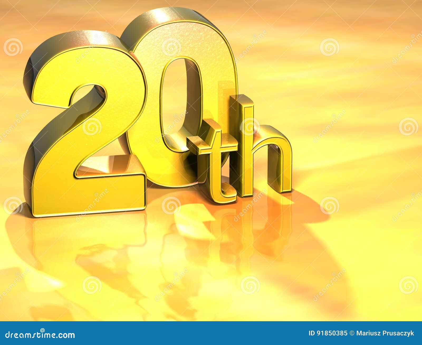 3D Word Twentieth on Gold Background Stock Illustration - Illustration