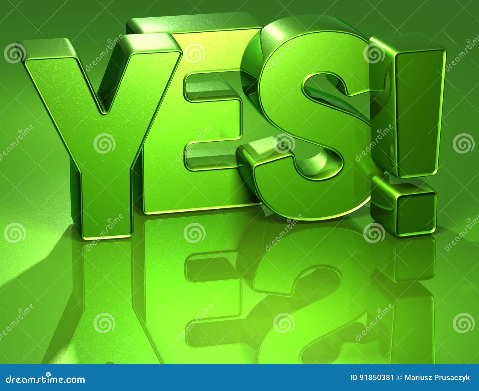 3d word yes on green background