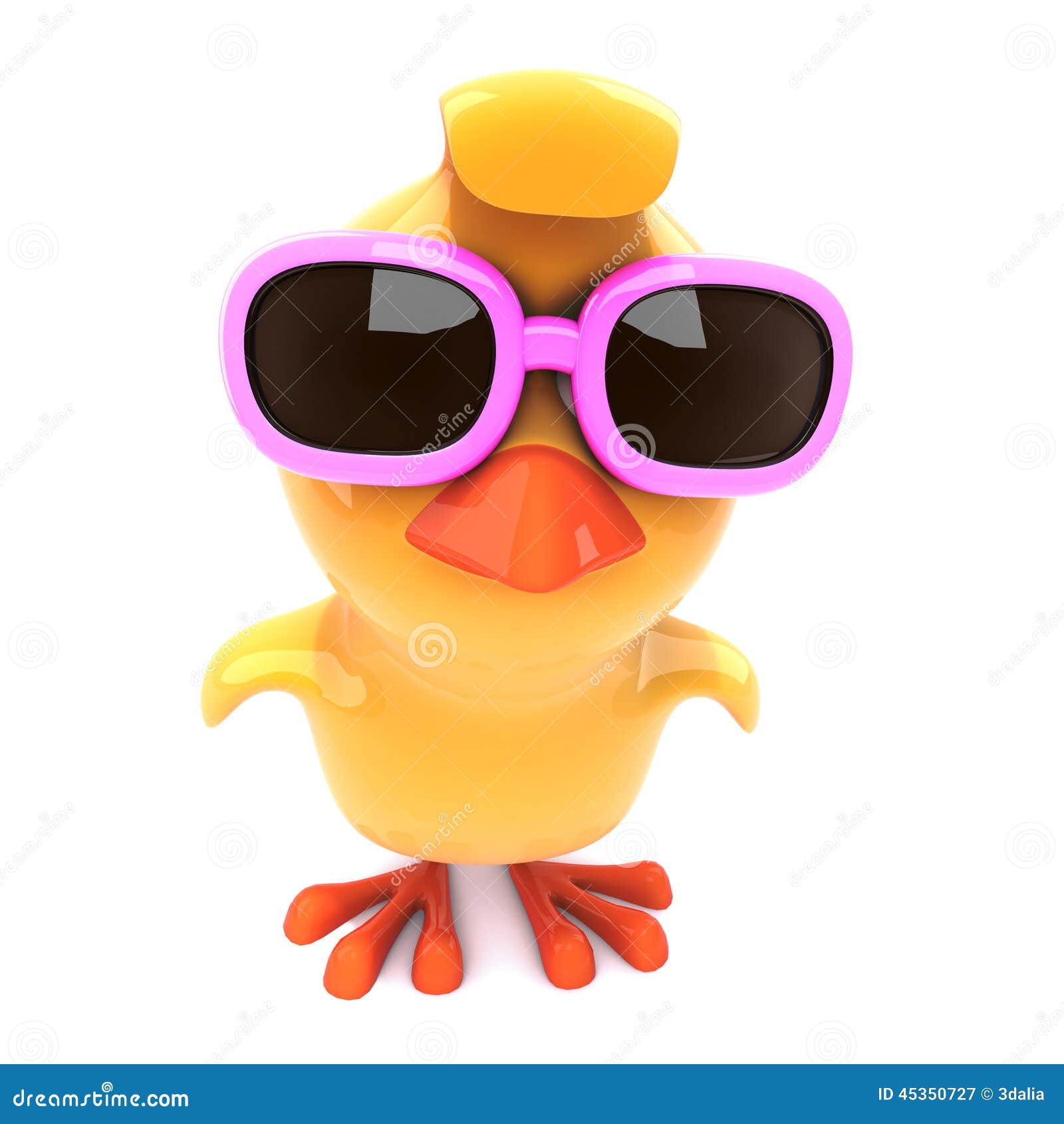 3d Yellow Bird Wears Pink Sunglasses Stock Illustration Illustration