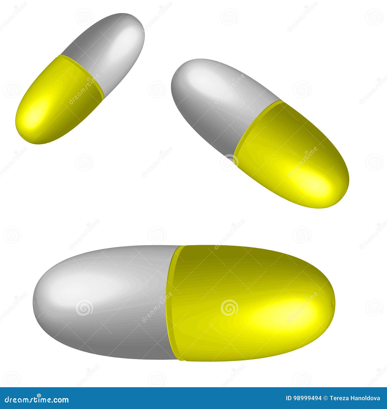 3D yellow and white pill stock vector. Illustration of background