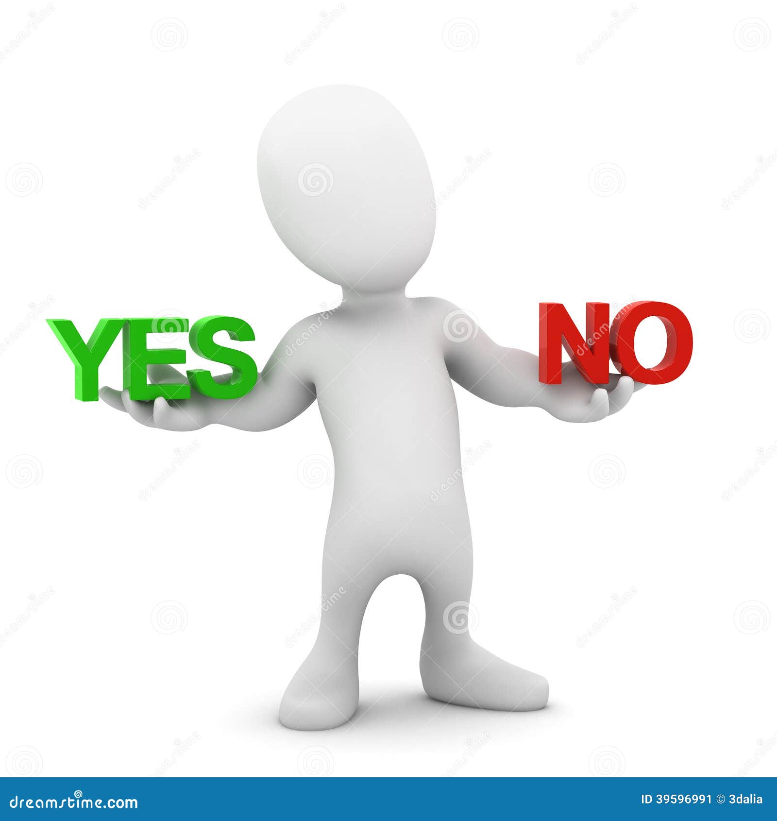 3d Yes or no little man stock illustration. Illustration of small - 39596991