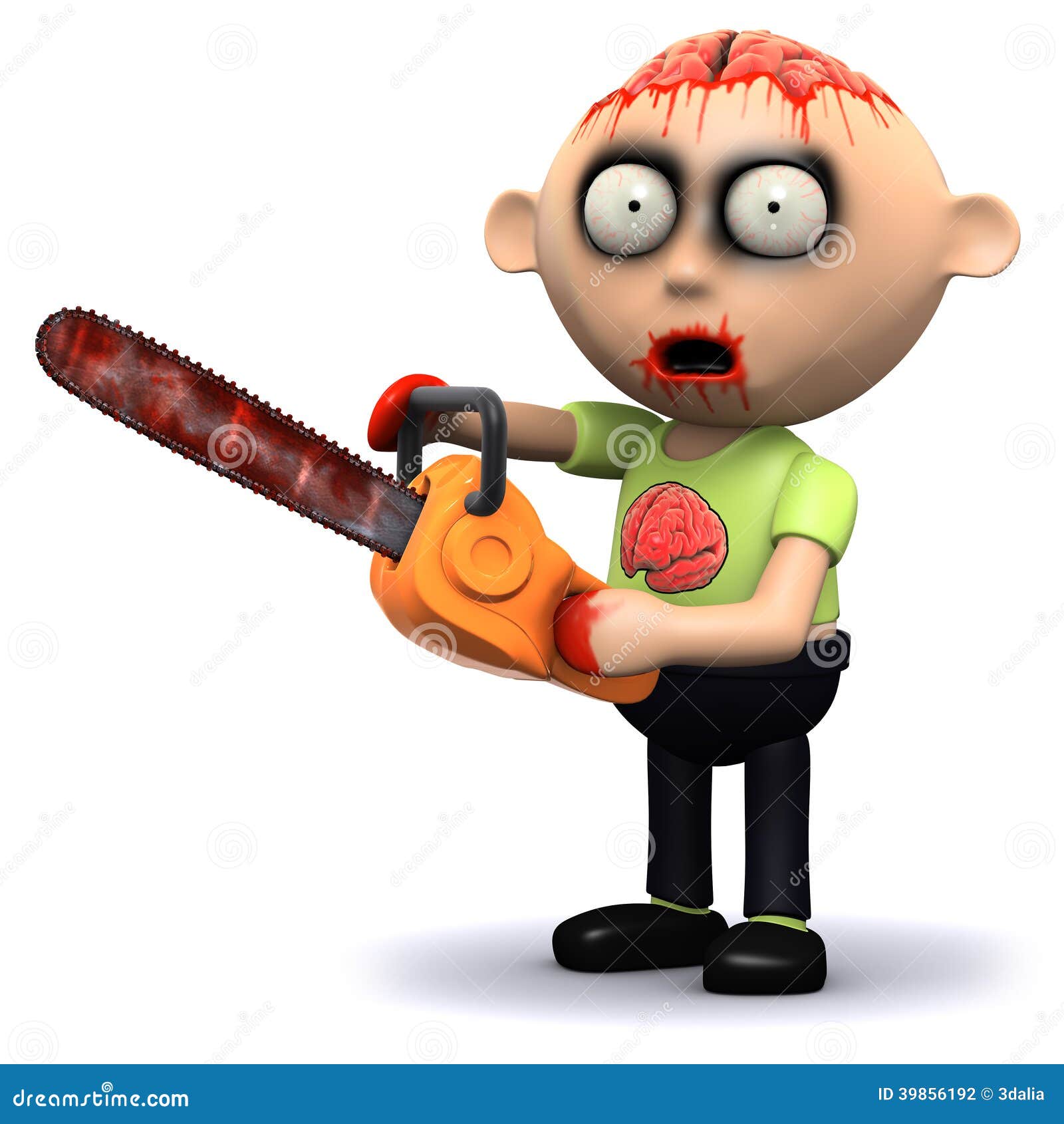 3d Zombie chainsaw stock illustration. Illustration of creepy 39856192