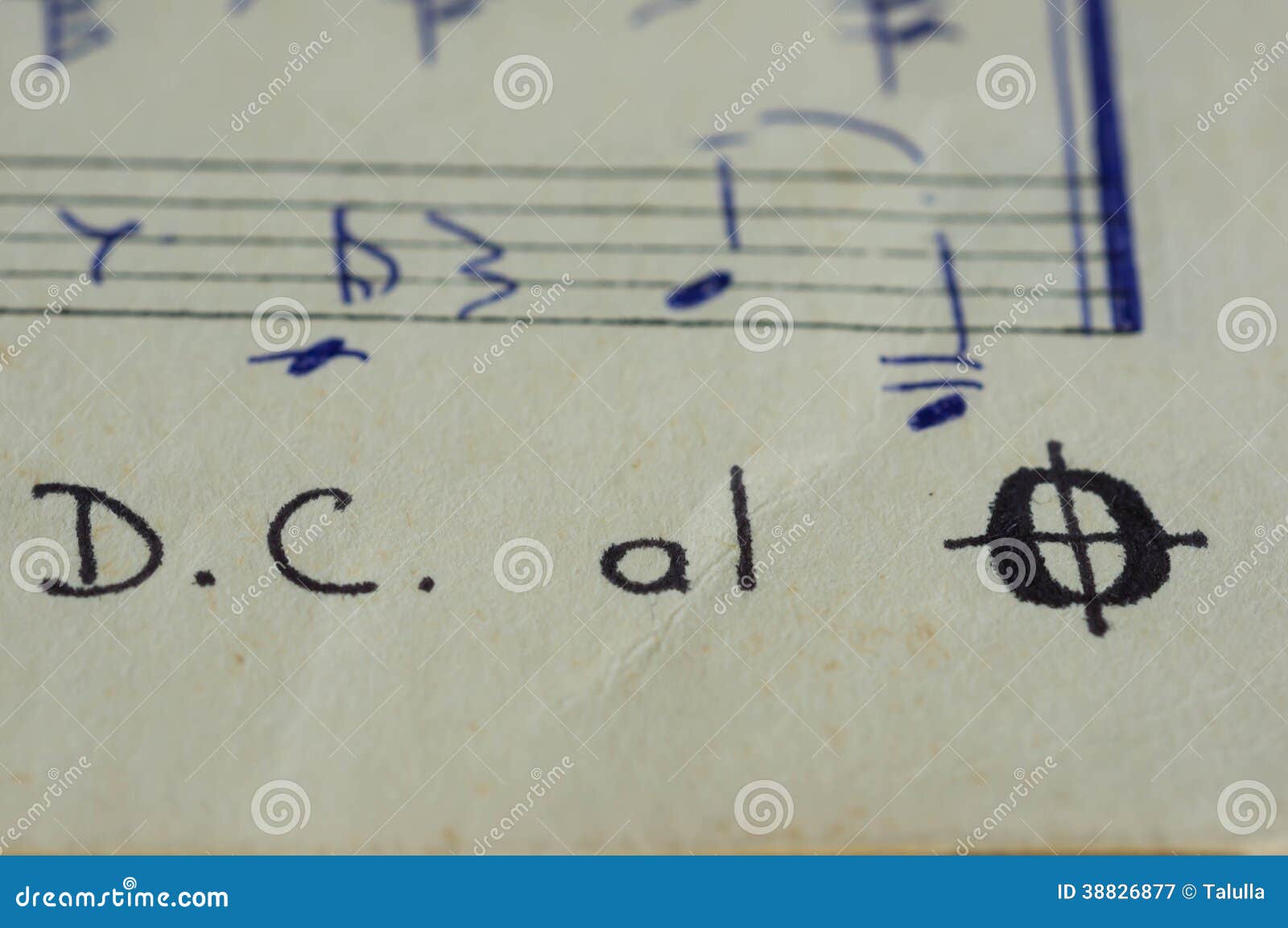 Da Capo Al Fine in a Music Book Stock Image Image of guitar, lines