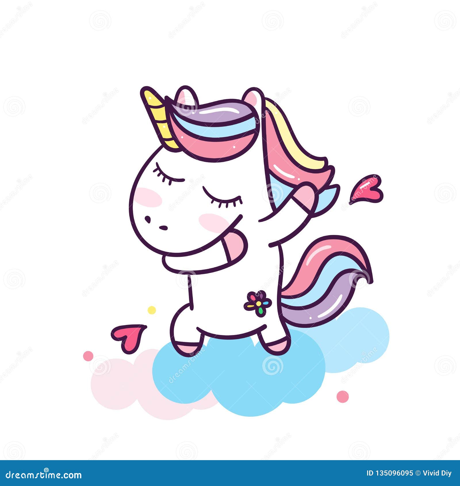 Dabbing Unicorn With Hearts Happy Unicorn Expressions Cute Cartoon
