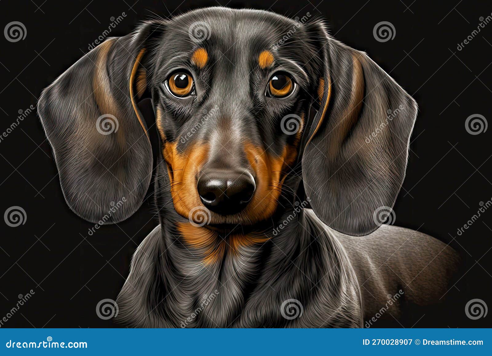 Dog, Dachshund with Dark Tan Eyebrows and Muzzle, Dark Bluish Gray