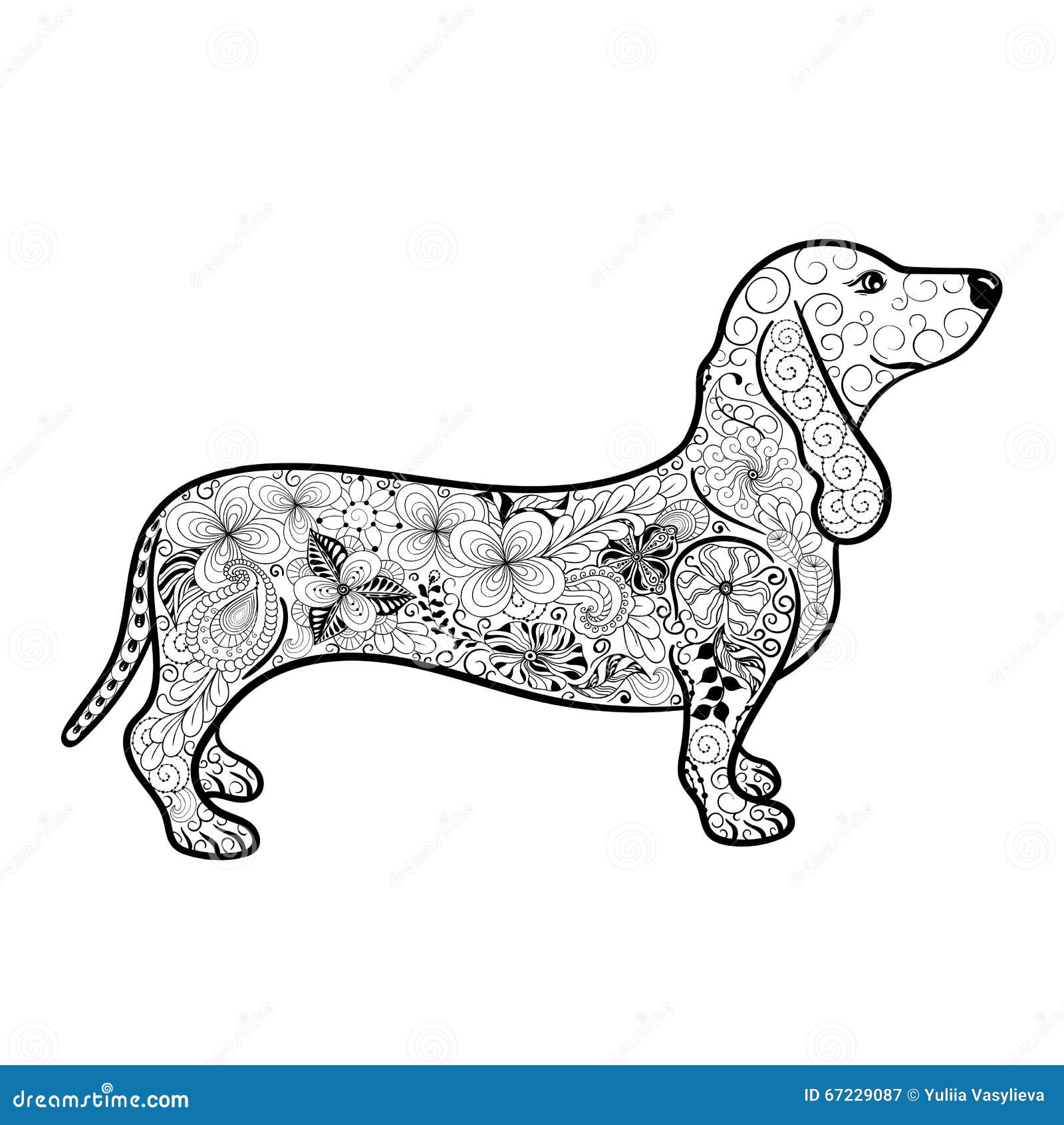 Dachshundgekritzel vektor abbildung. Illustration von tier