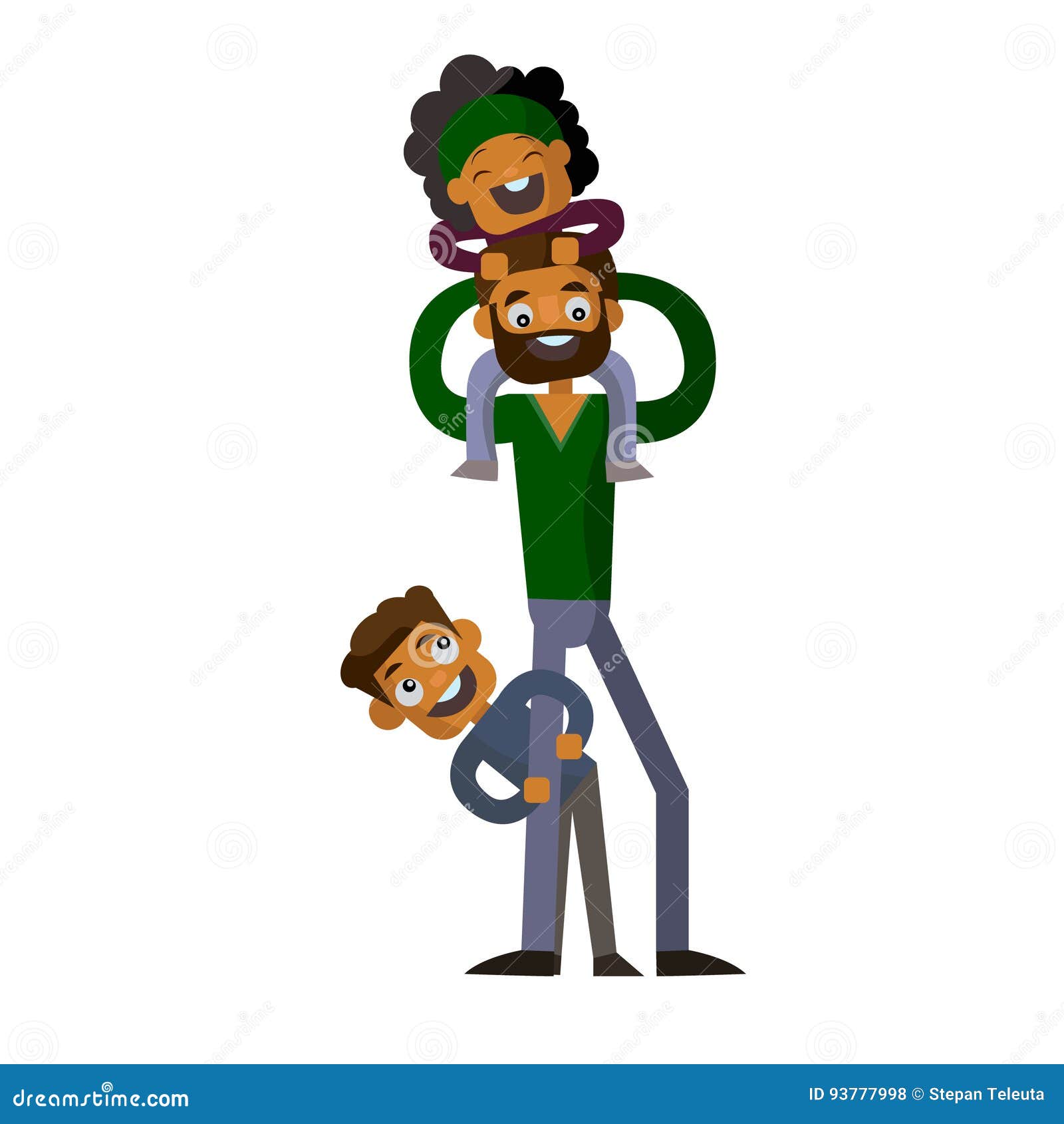 Download Dad Holding His Son And Daughter On Isolated White ...