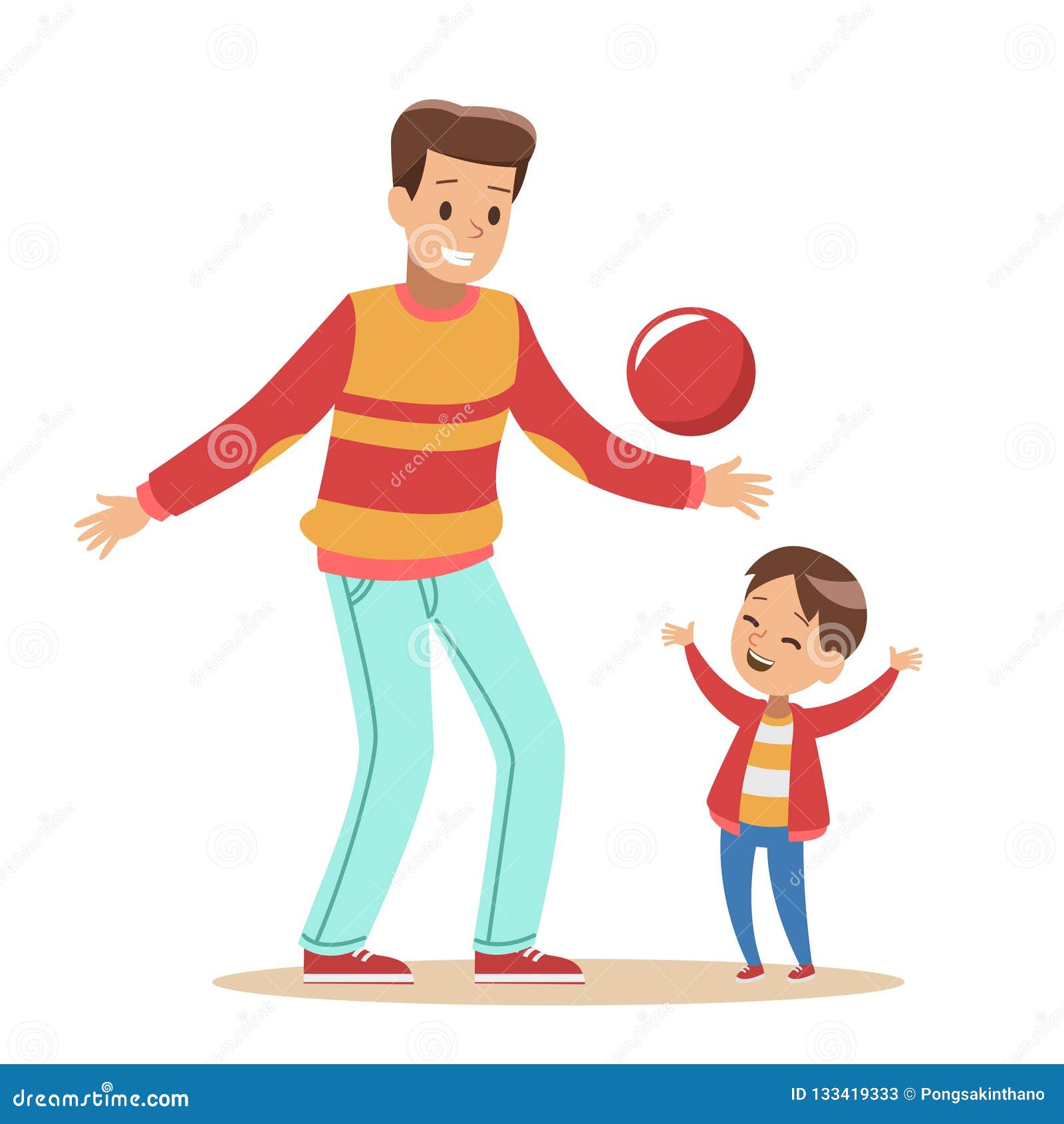 Dad and Kids Character Design Stock Vector Illustration of parent, smiling 133419333