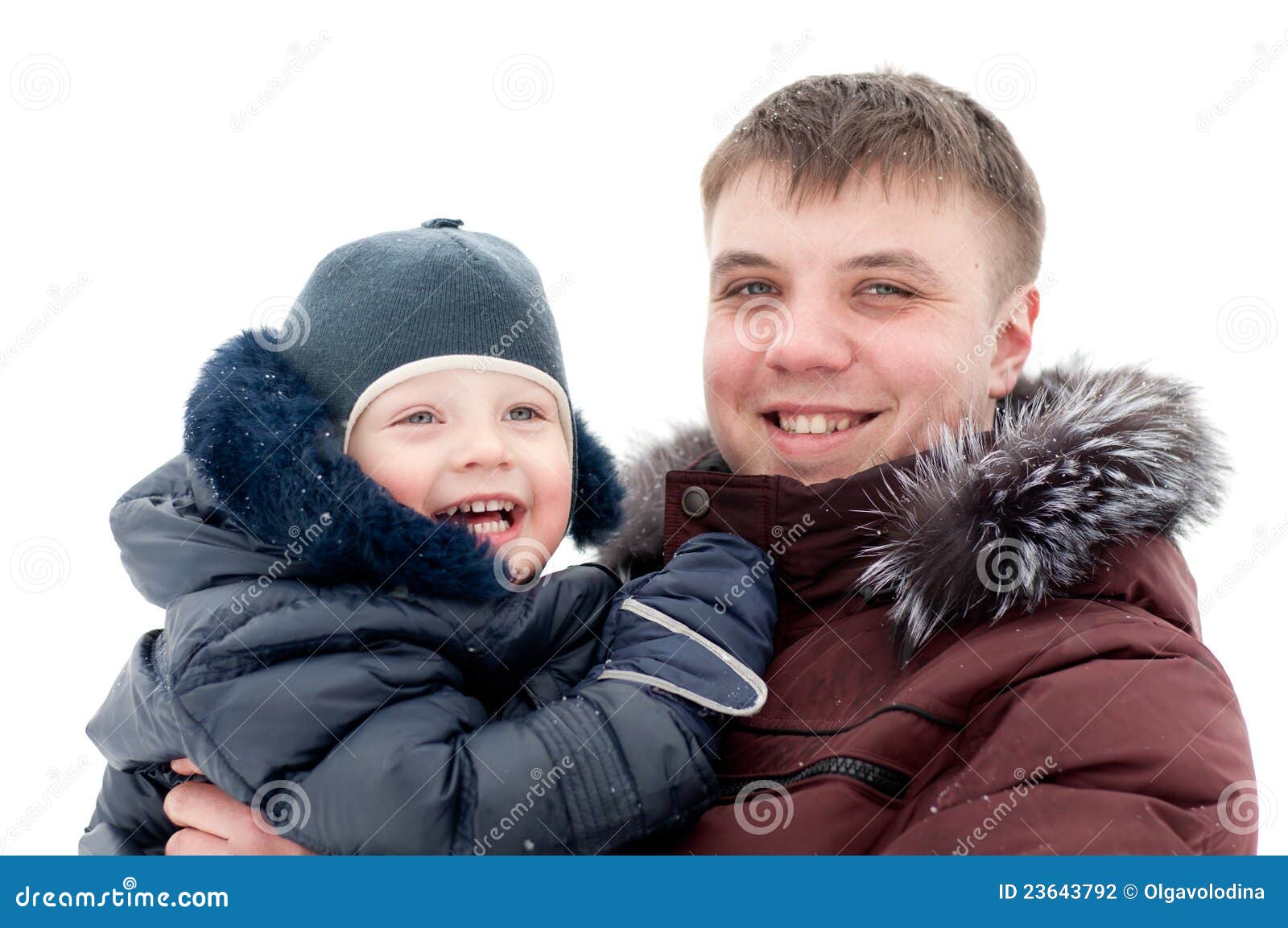 Dad and Son in Winter Clothing Isolated Stock Photo Image of winter, background 23643792