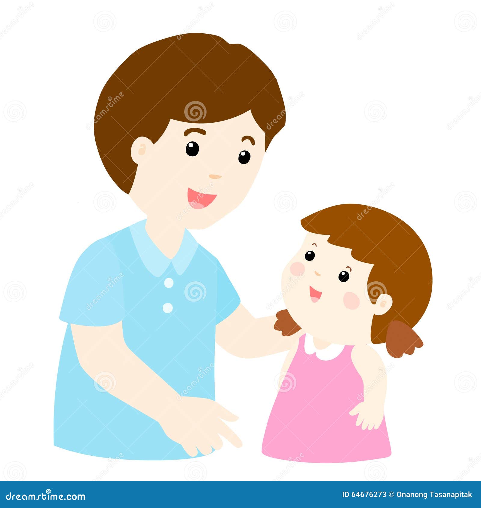 dad talk to his daughter gently cartoon