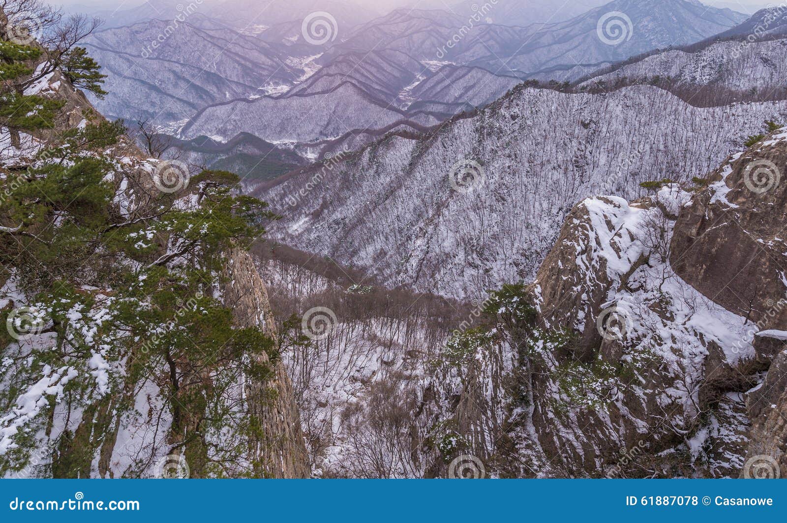Daedunsan Mountain with Snow in South Korea Stock Photo Image of