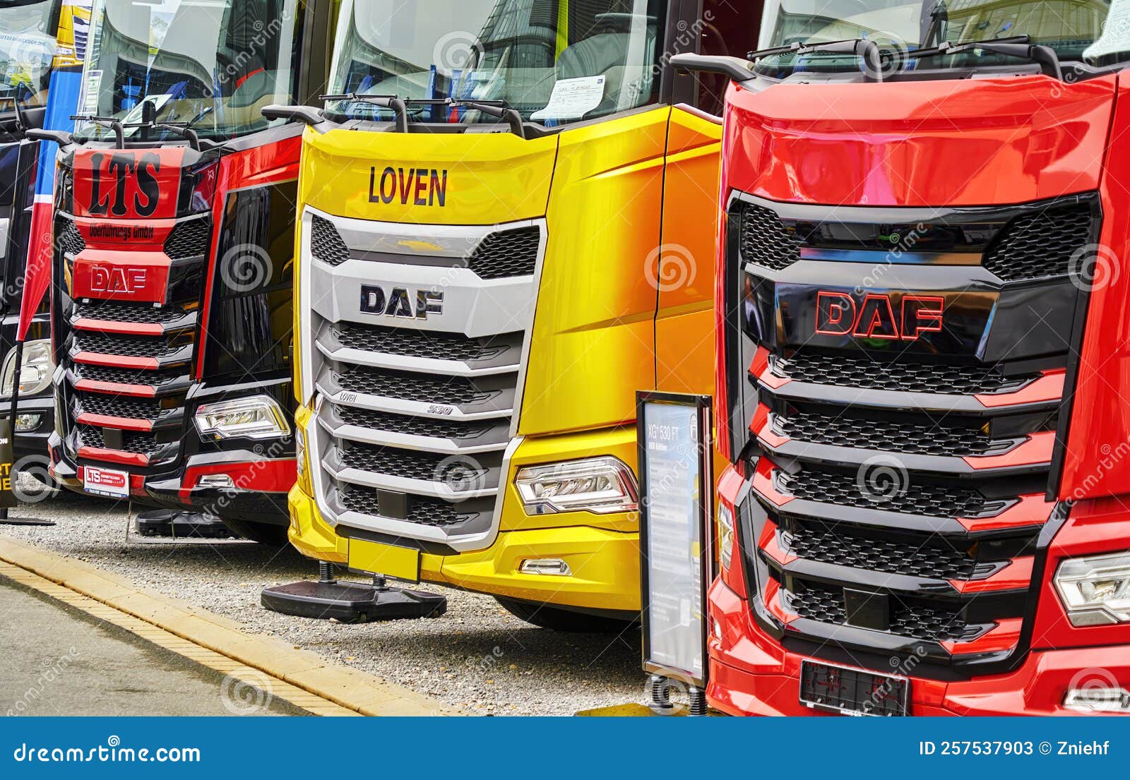 DAF Trucks in a Line in the Front View Editorial Stock Photo Image of