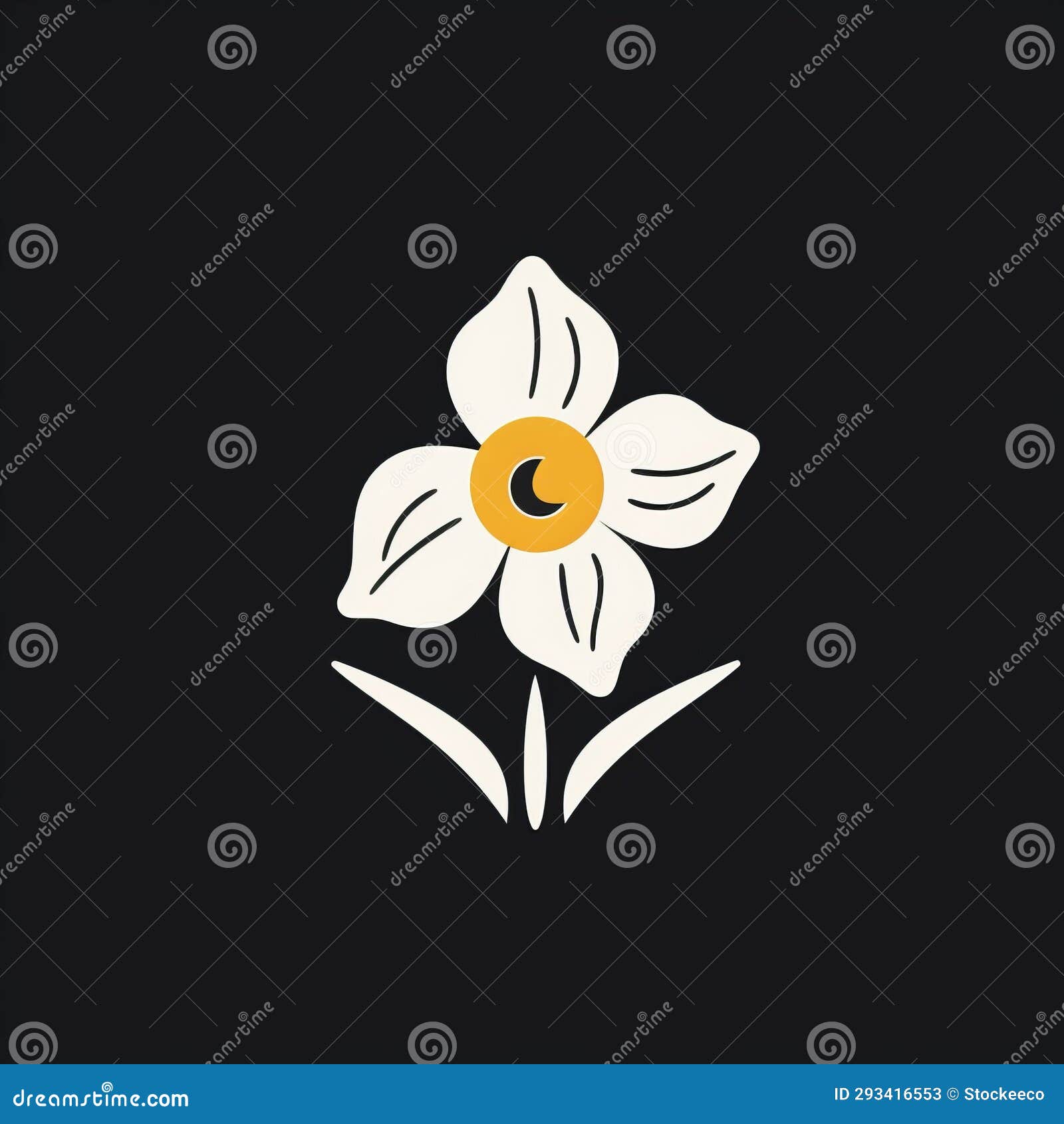 daffodil icon: simple flower logo with crescent moon