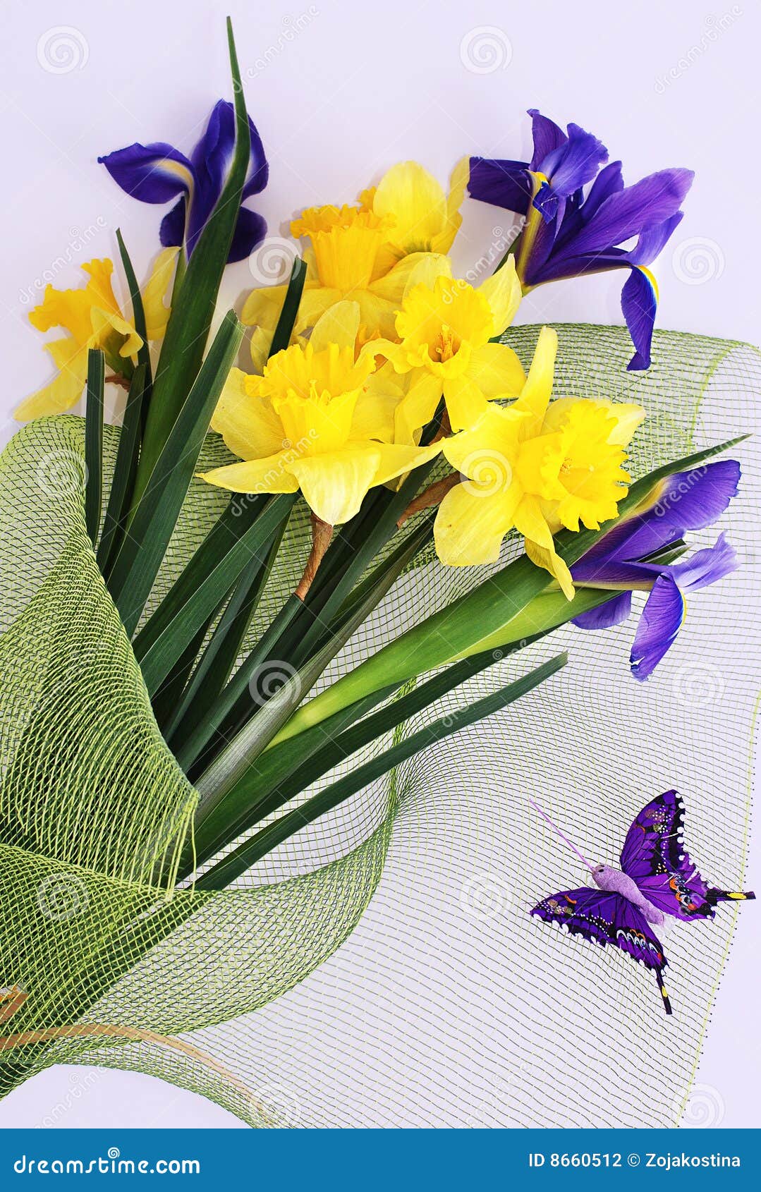 Daffodils and iris bouquet stock photo. Image of petal 8660512