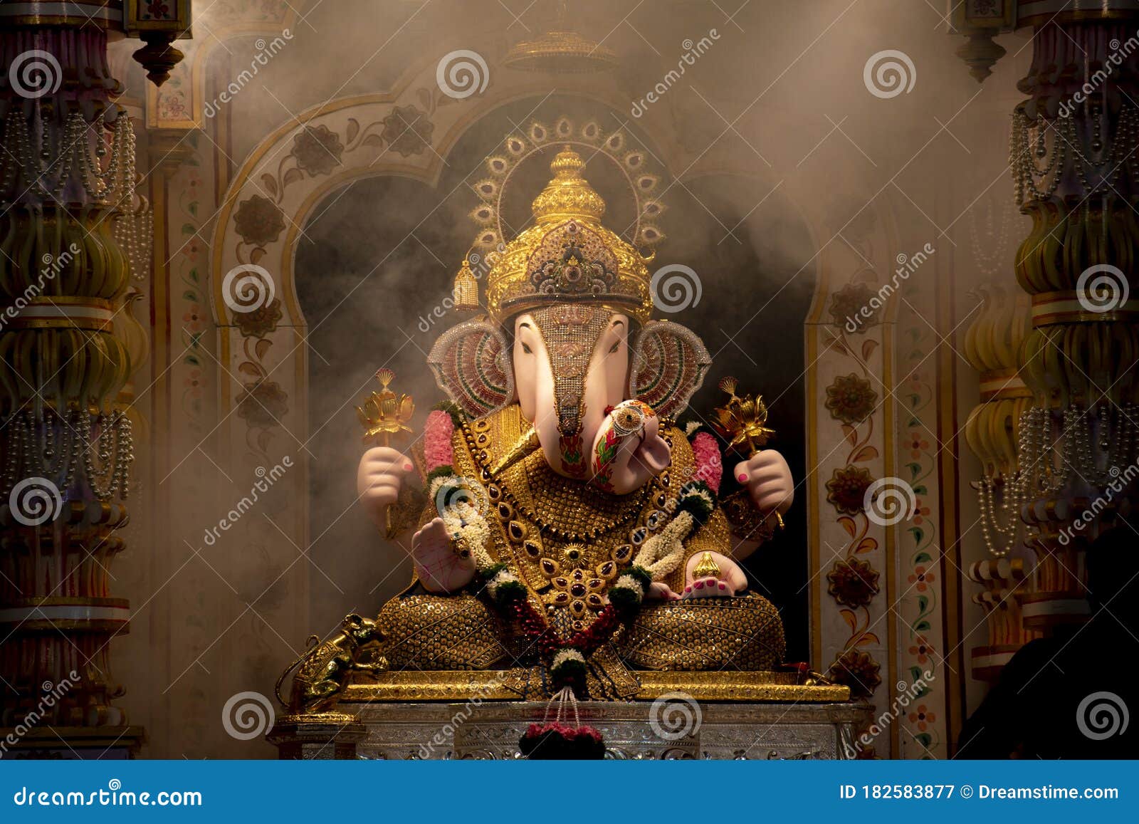 Dagdusheth Ganapati Idol at Pune with Golden Jewellery in the ...