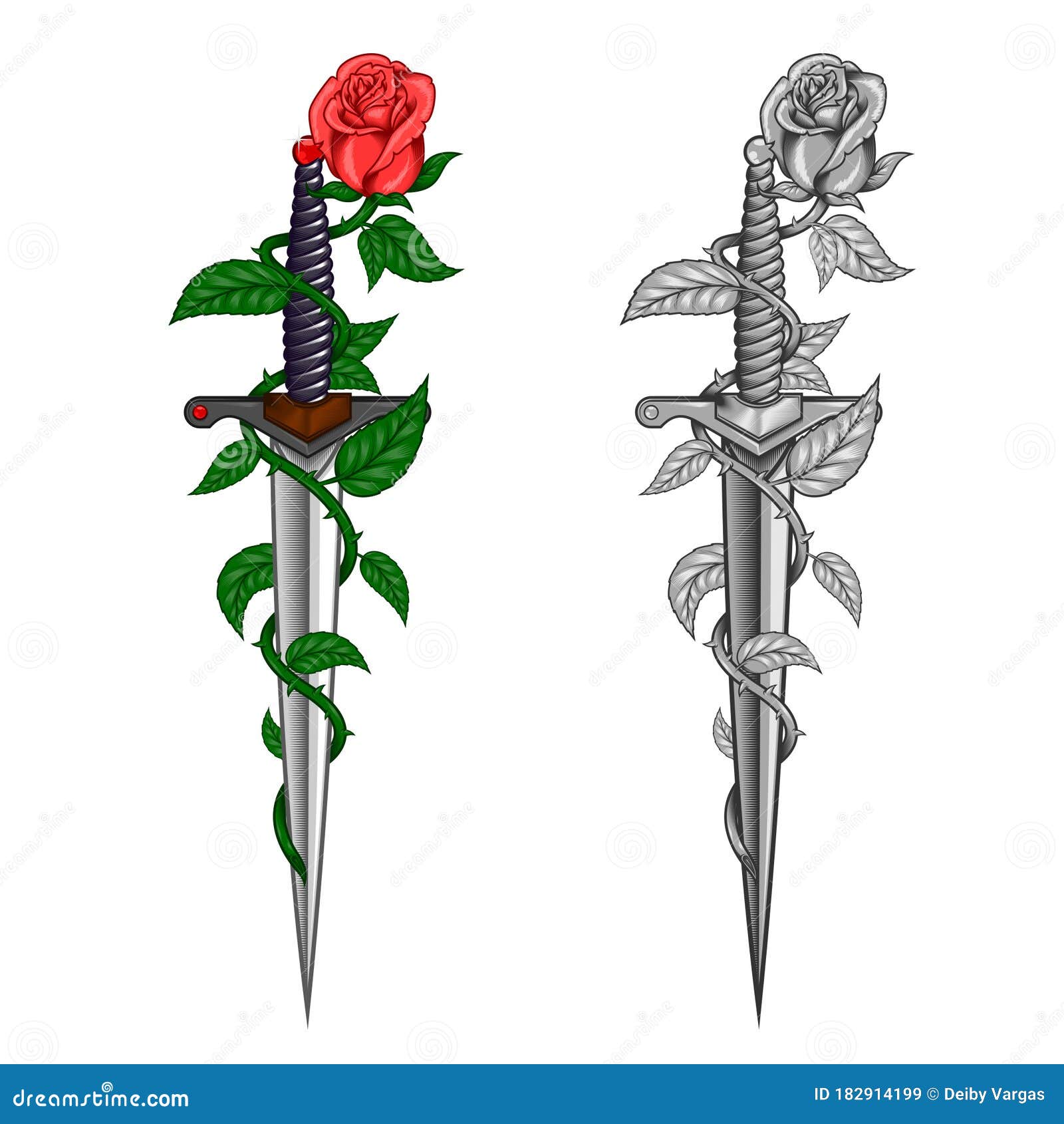 Knife and burning rose tattoo  Tattoogridnet