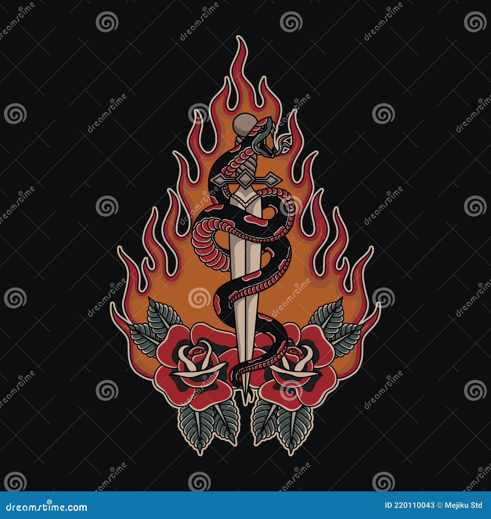 Dagger And Dice Vector Illustration With Banner