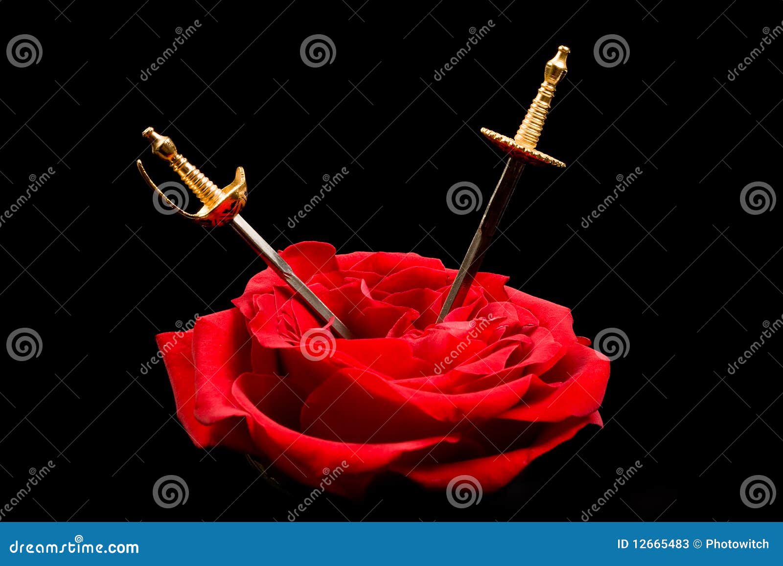 Daggers in a rose stock image. Image of hurt, blade, heart 12665483