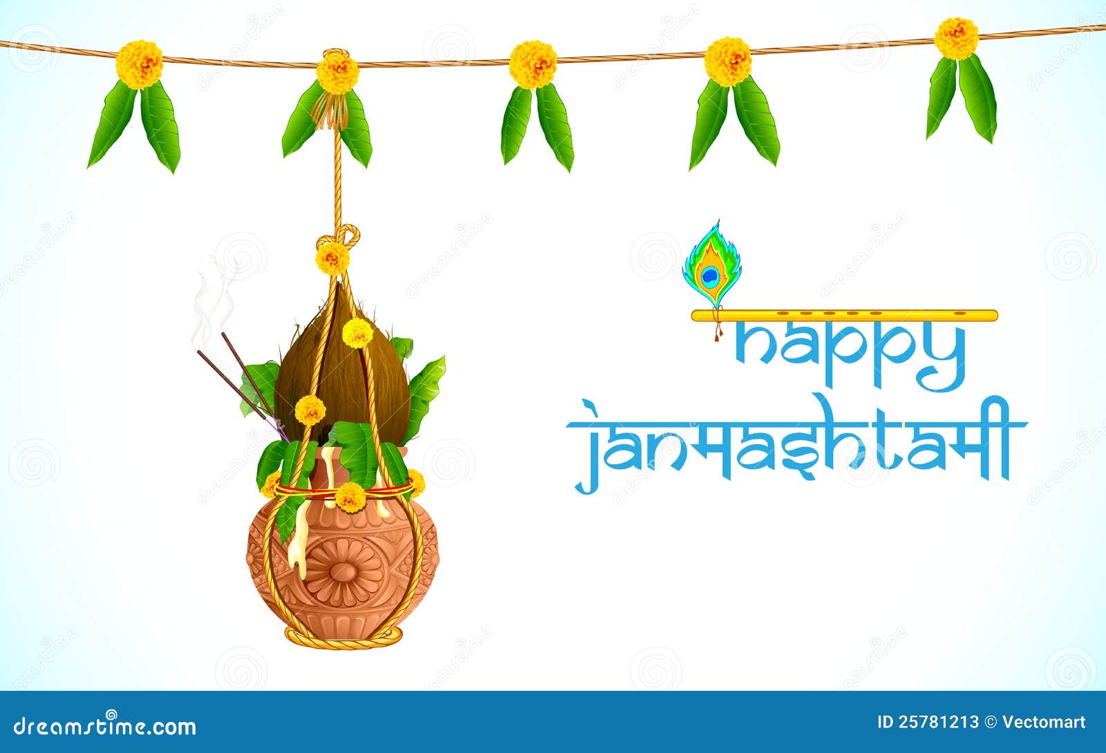 Dahi Handi on Janmashtami stock vector. Illustration of editable - 25781213