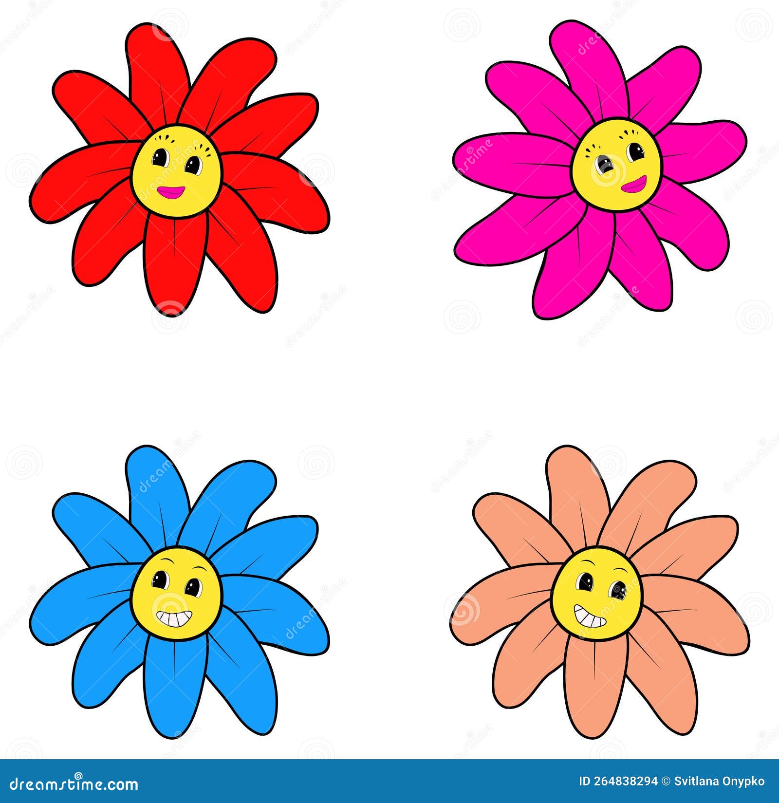 Daisies with a Face in the Style of the 2000s Stock Vector