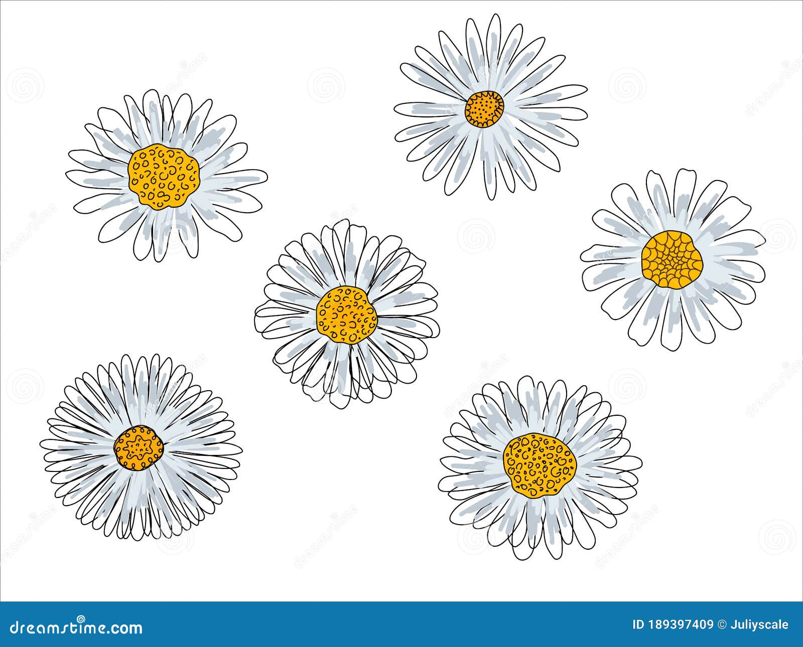 Daisies Solid Line Drawing. Seamless Texture. Abstract Minimal