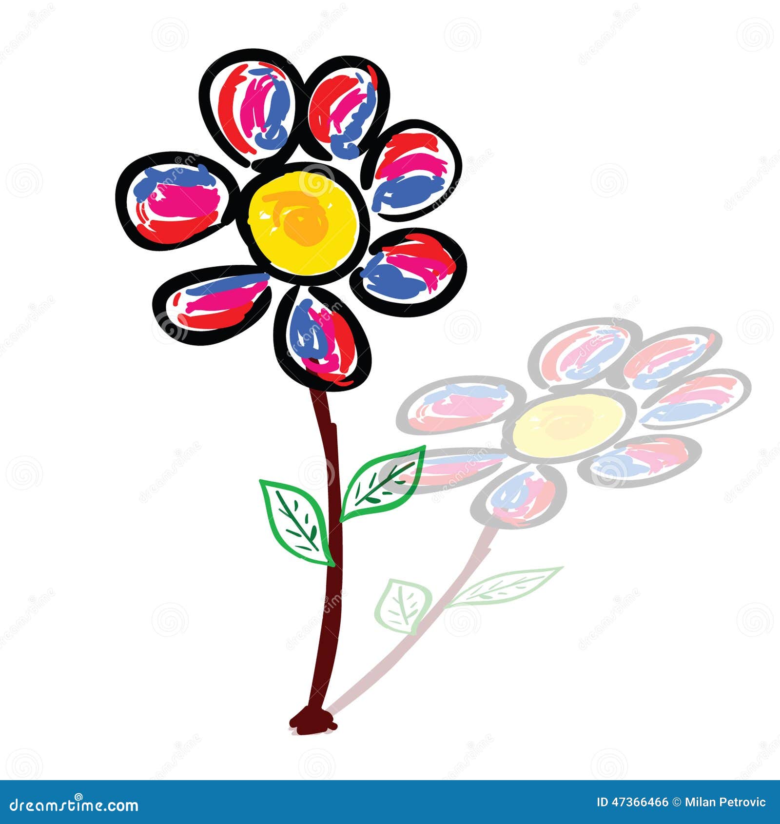 Daisy Art Vector Illustration with Shadow Stock Vector Illustration