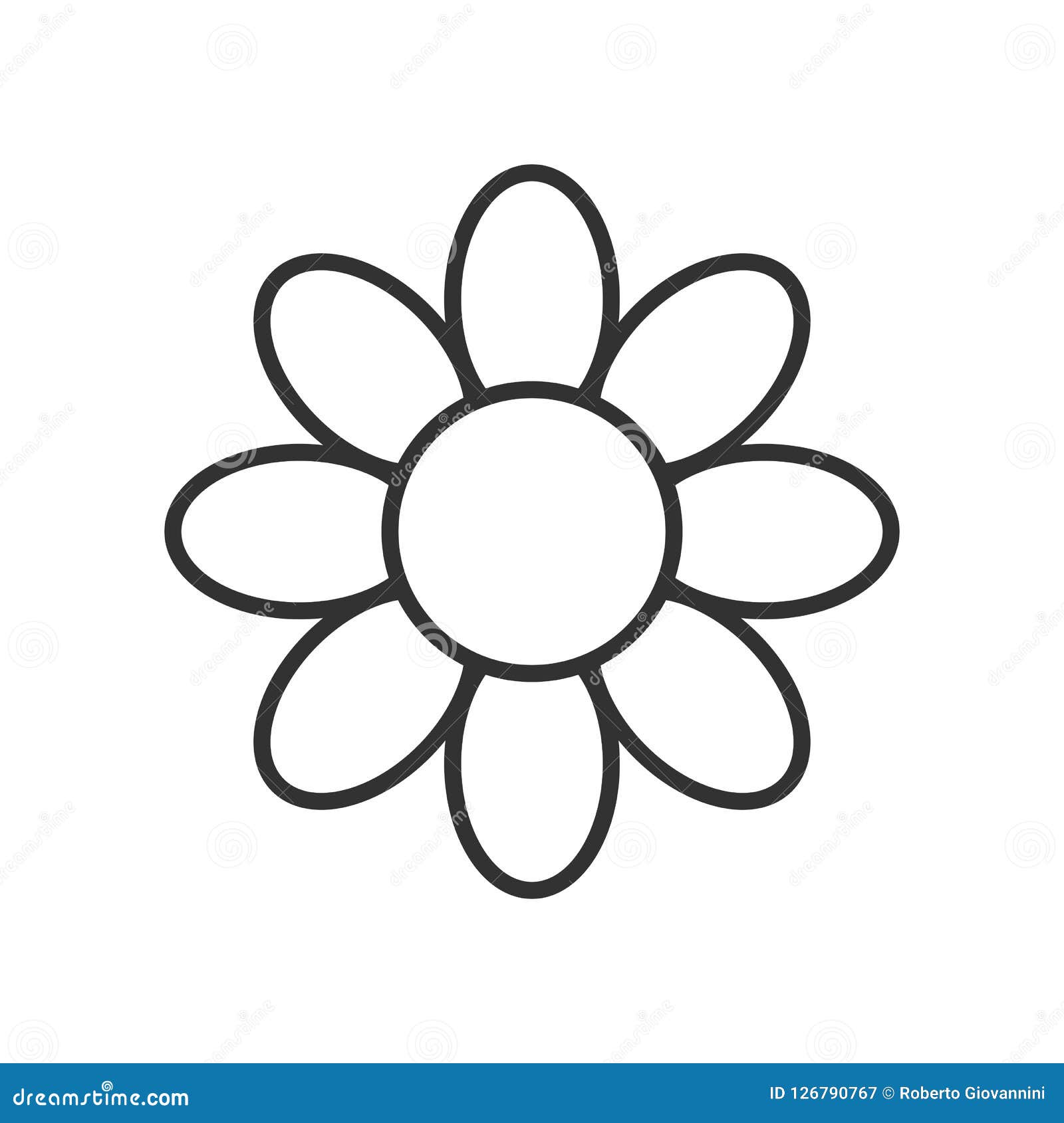 daisy flower outline icon on white