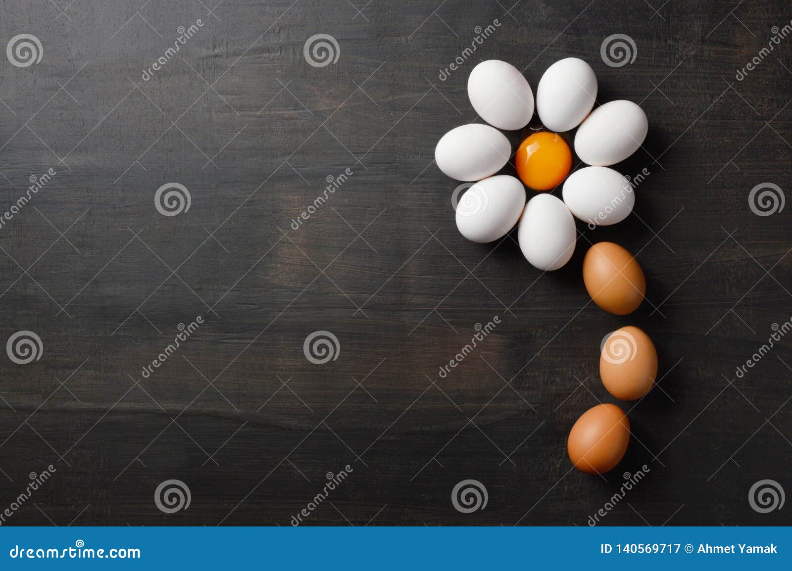 Daisy Flower Shaped with Eggs on Black Background Stock Image Image