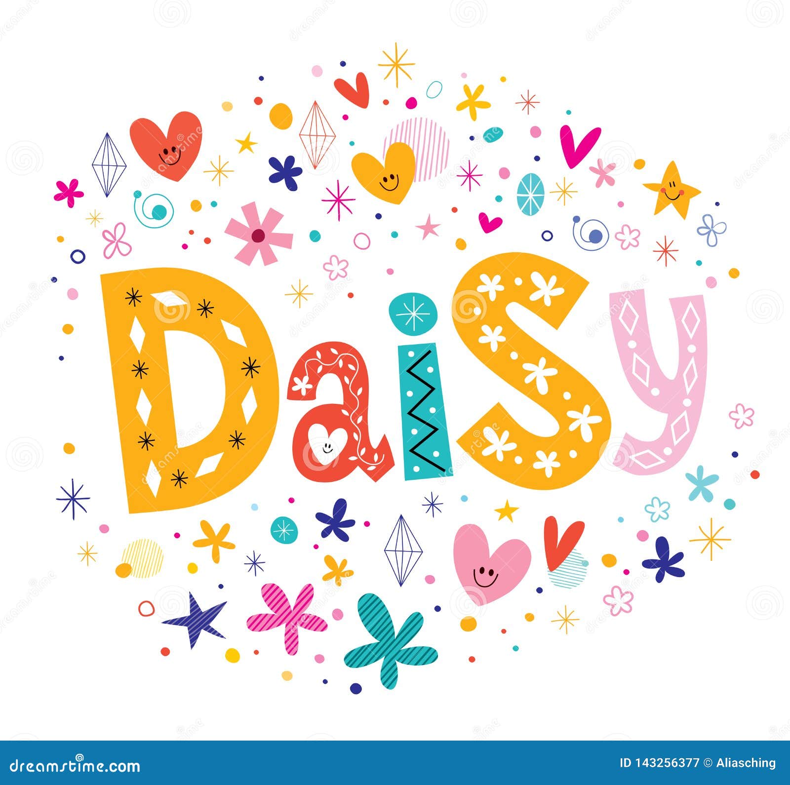 Daisy Girls Name Stock Vector Illustration Of Lady 143256377 Bright floral card with name naomi. https www dreamstime com daisy girls name daisy girls name decorative lettering type design image143256377