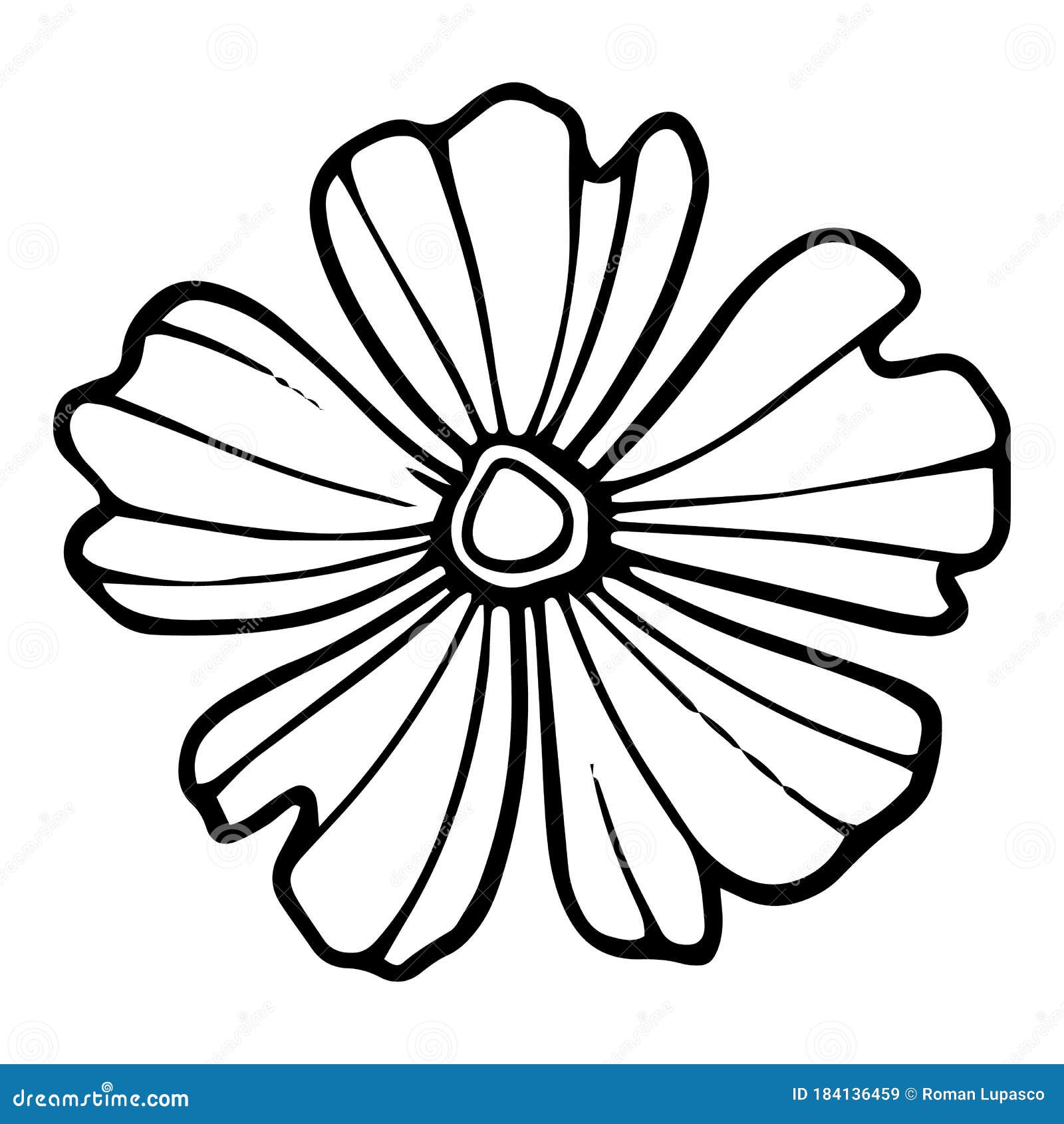 Daisy Petal Flower Icon, Hand Drawn Style Stock Vector Illustration