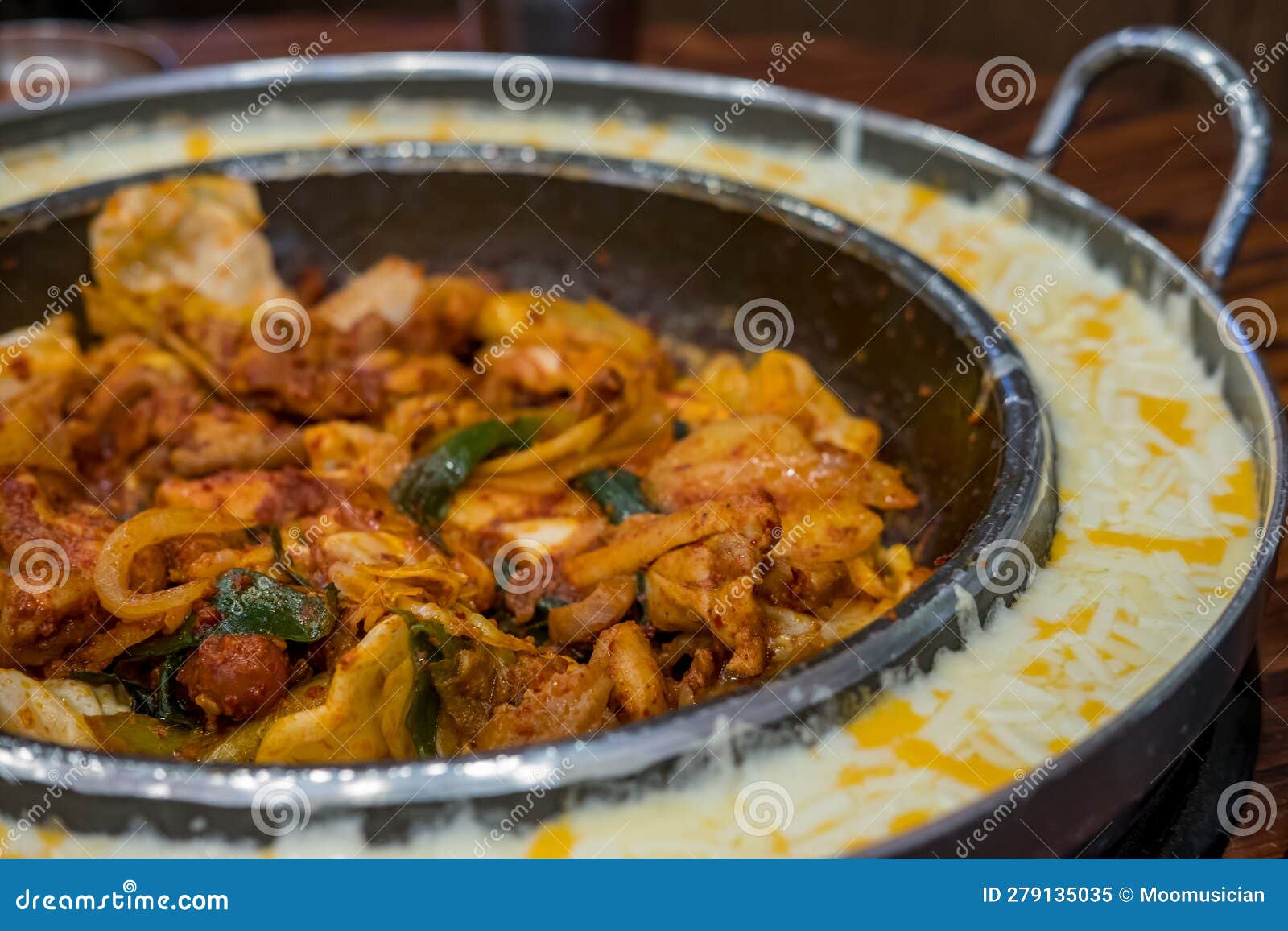 Dak Galbi, Korean Spicy Stir Fried Chicken with Vegetable Stock Image