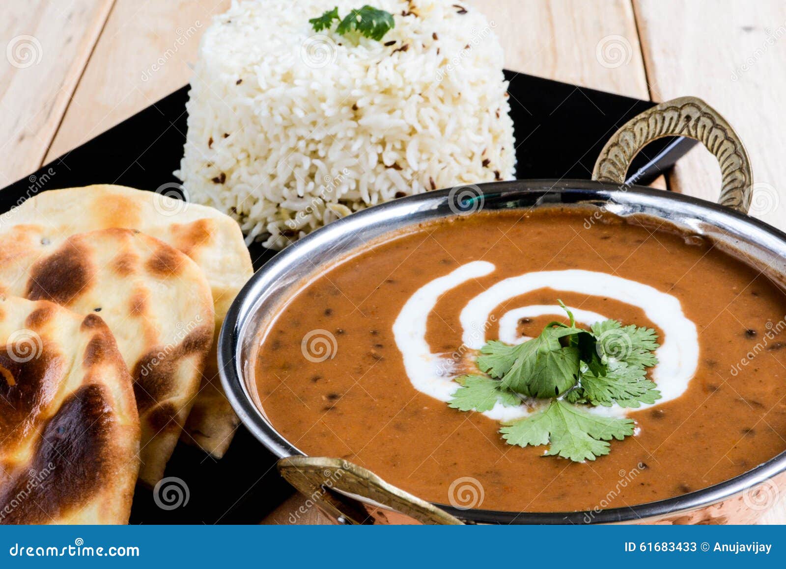 dal makhni with naan and rice